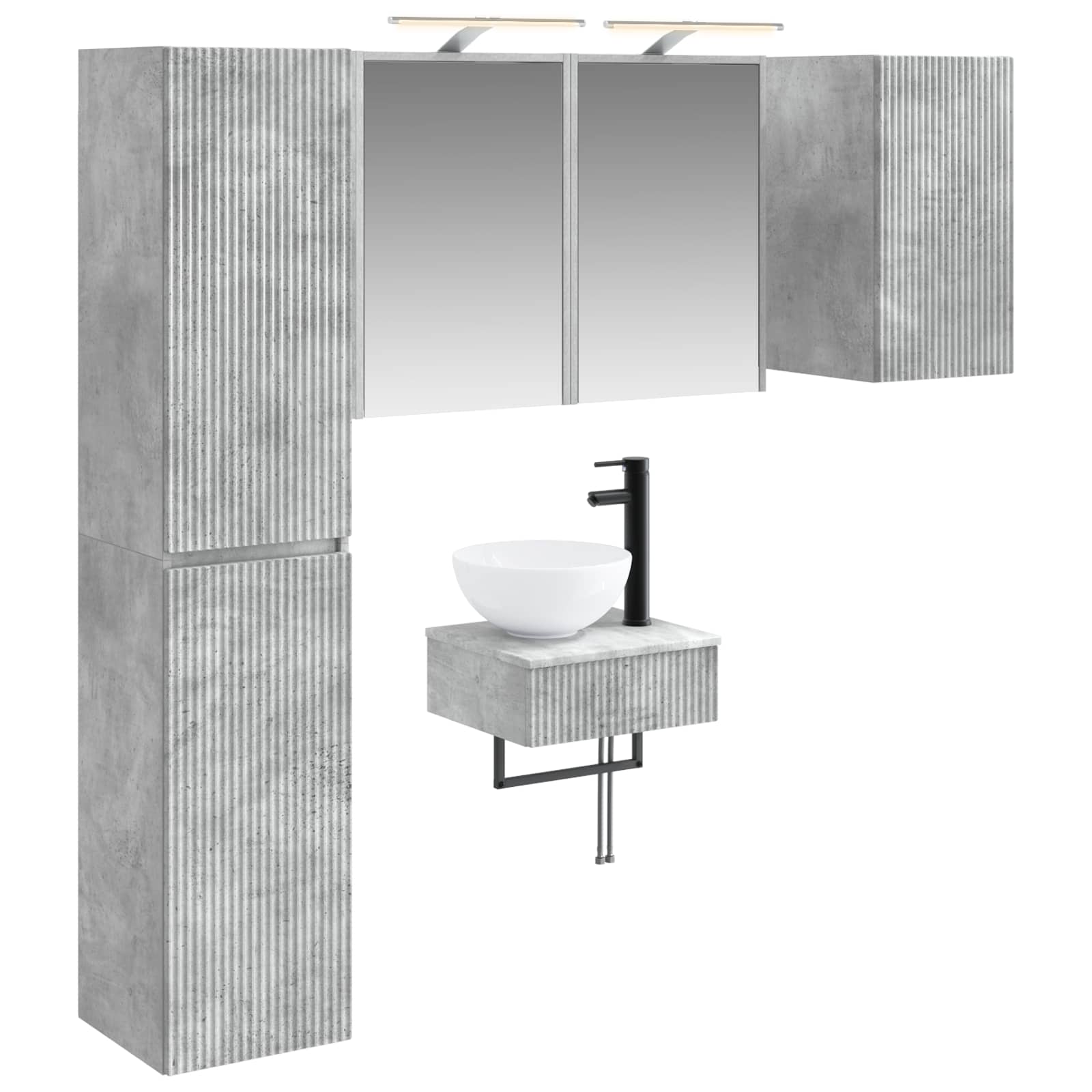 vidaXL Badkamermeubelset 5 pcs Wit Bewerkt hout en glas