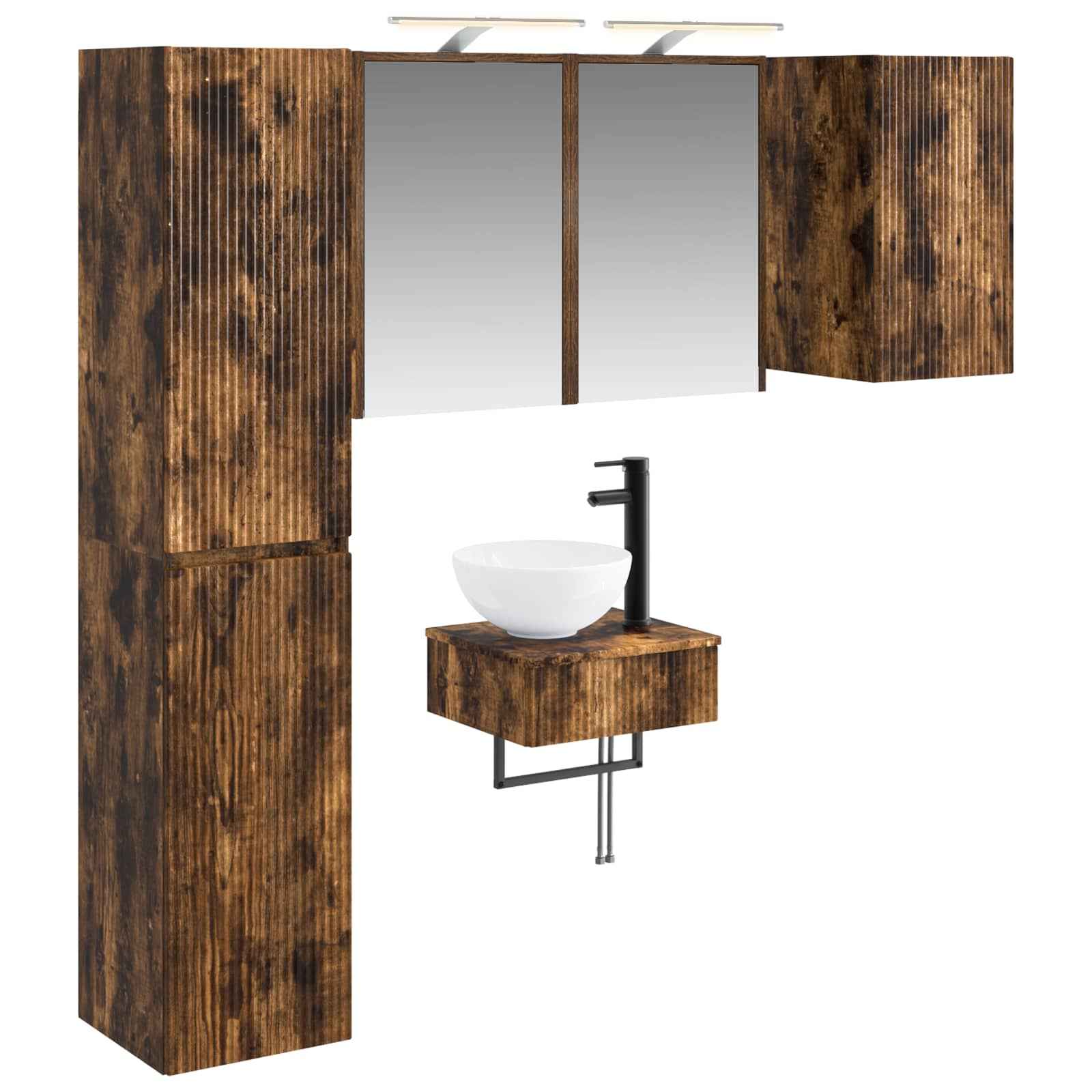 vidaXL Badkamermeubelset 5 pcs Wit Bewerkt hout en glas