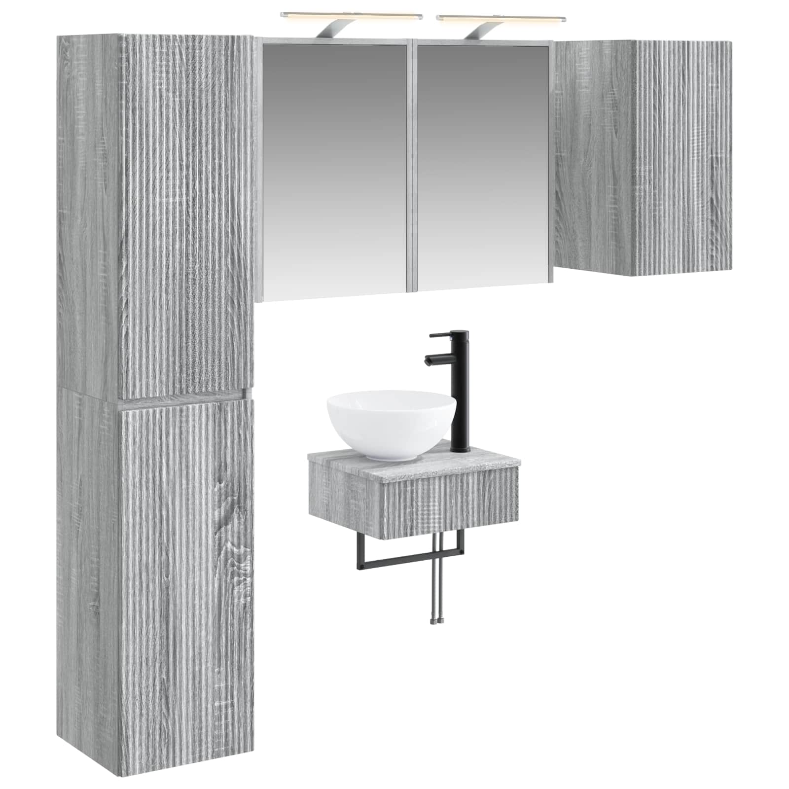 vidaXL Badkamermeubelset 5 pcs Wit Bewerkt hout en glas