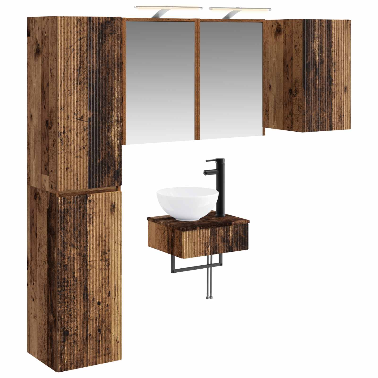 vidaXL Badkamermeubelset 5 pcs Wit Bewerkt hout en glas