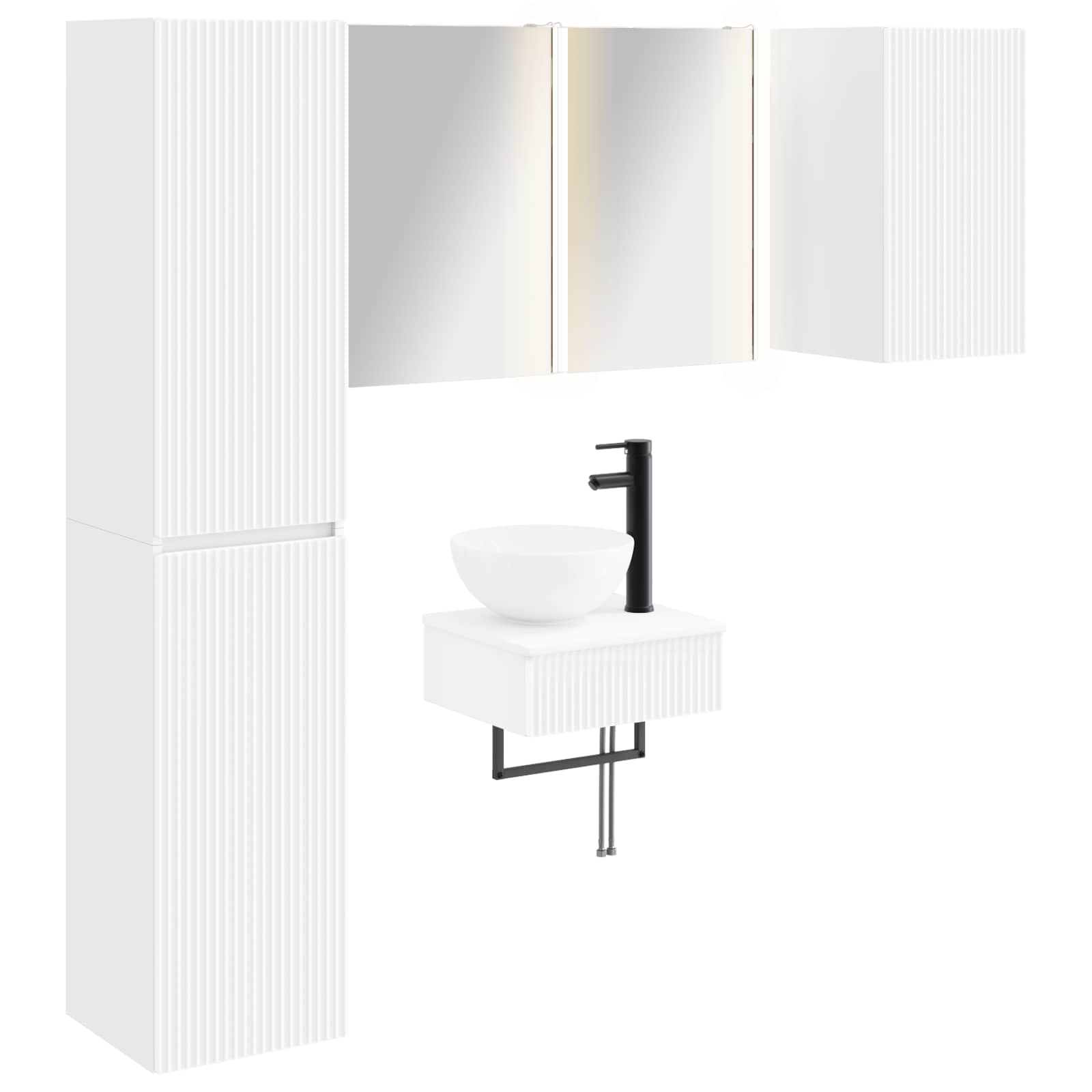 vidaXL Badkamermeubelset 5 pcs Wit Bewerkt hout en glas