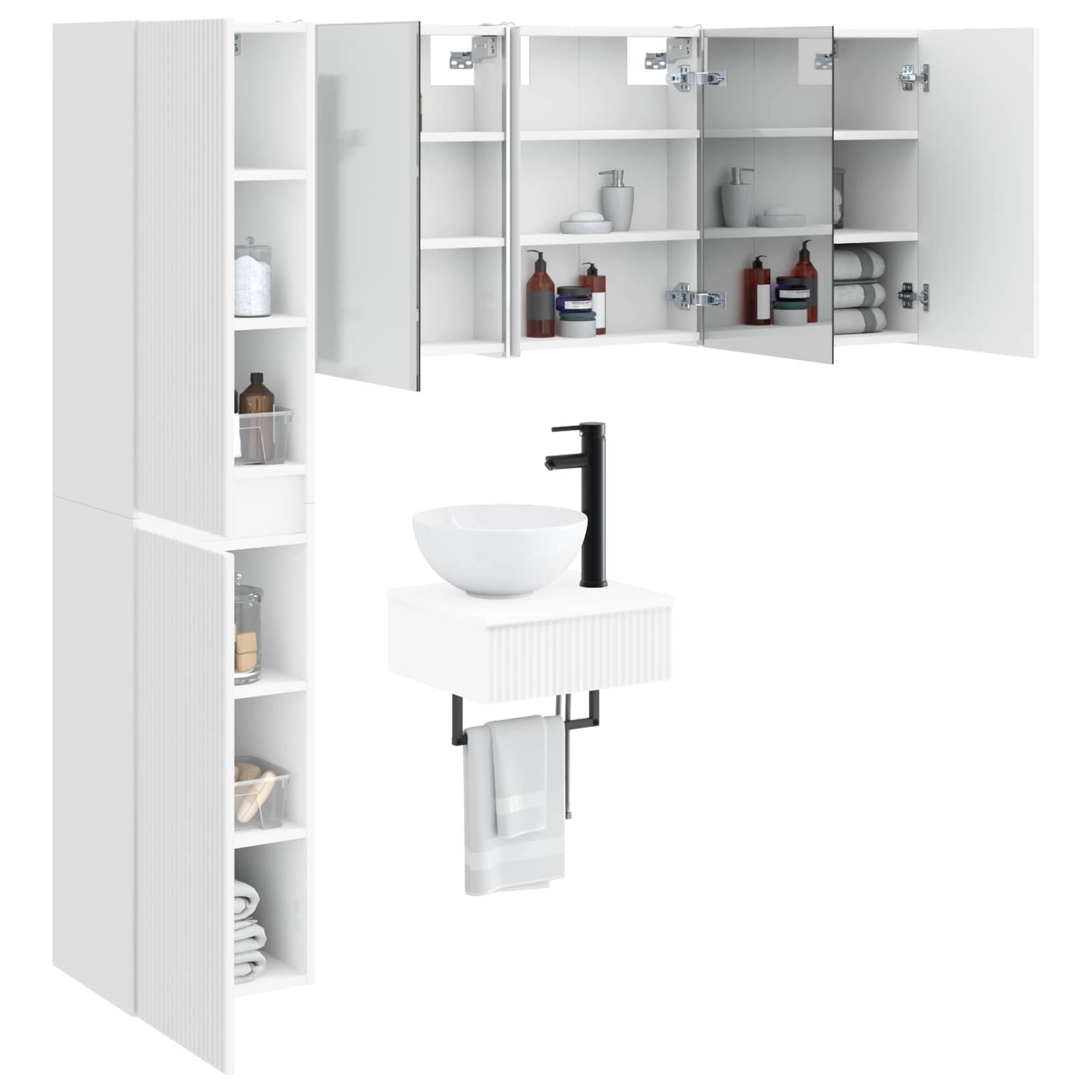 vidaXL Badkamermeubelset 5 pcs Wit Bewerkt hout en glas