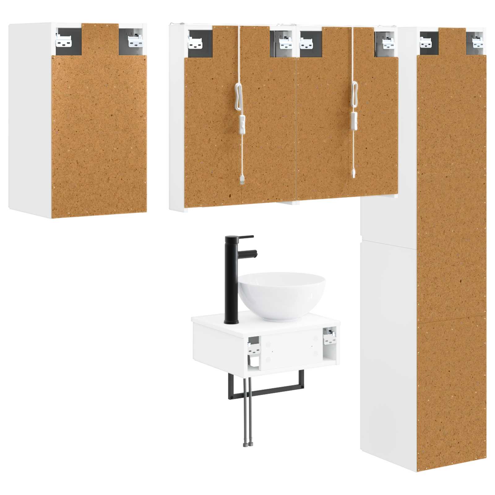 vidaXL Badkamermeubelset 5 pcs Wit Bewerkt hout en glas