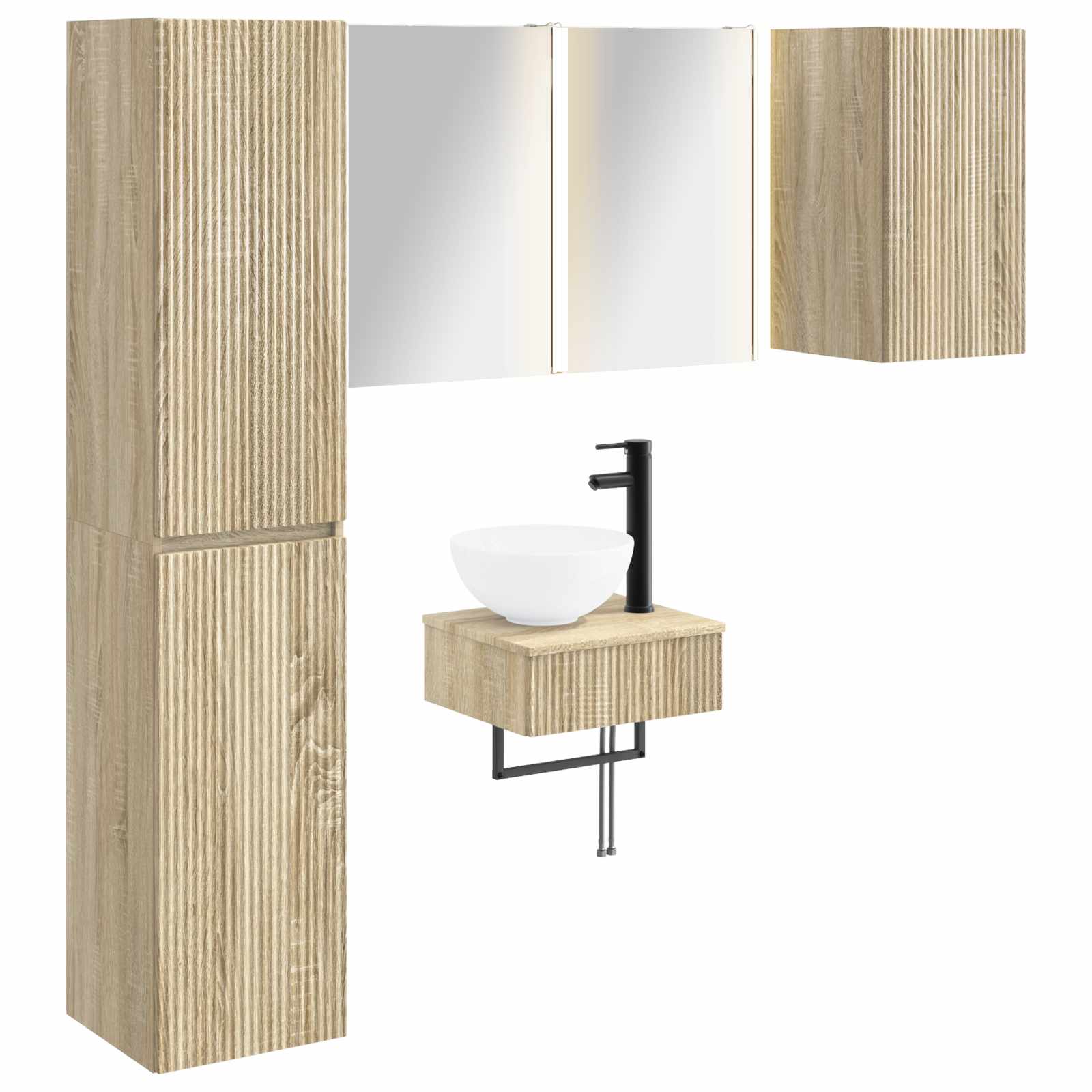 vidaXL Badkamermeubelset 5 pcs Wit Bewerkt hout en glas