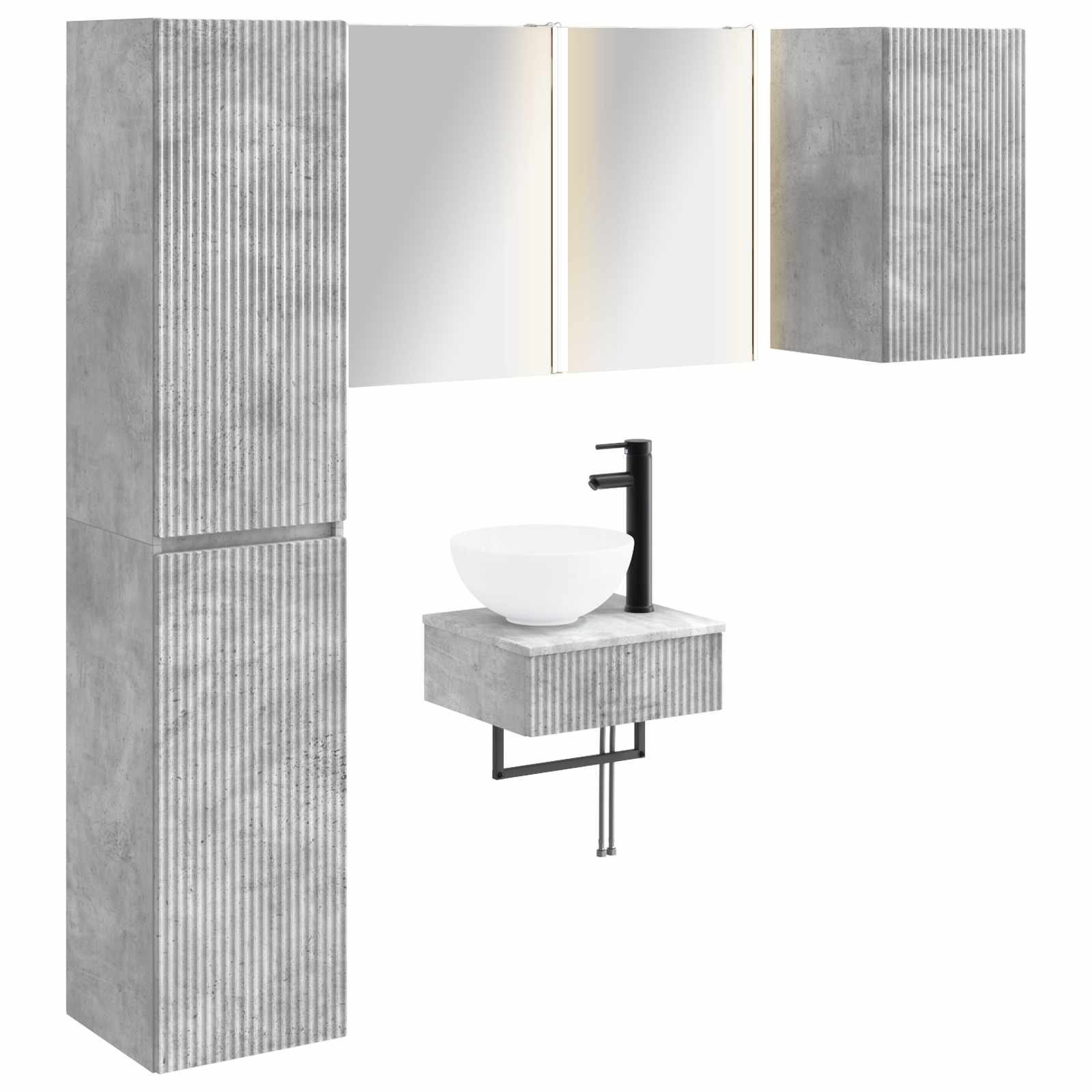 vidaXL Badkamermeubelset 5 pcs Wit Bewerkt hout en glas