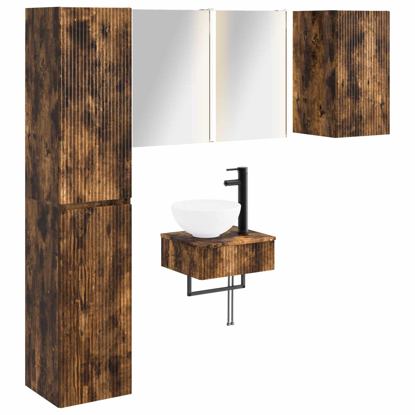 vidaXL Badkamermeubelset 5 pcs Wit Bewerkt hout en glas