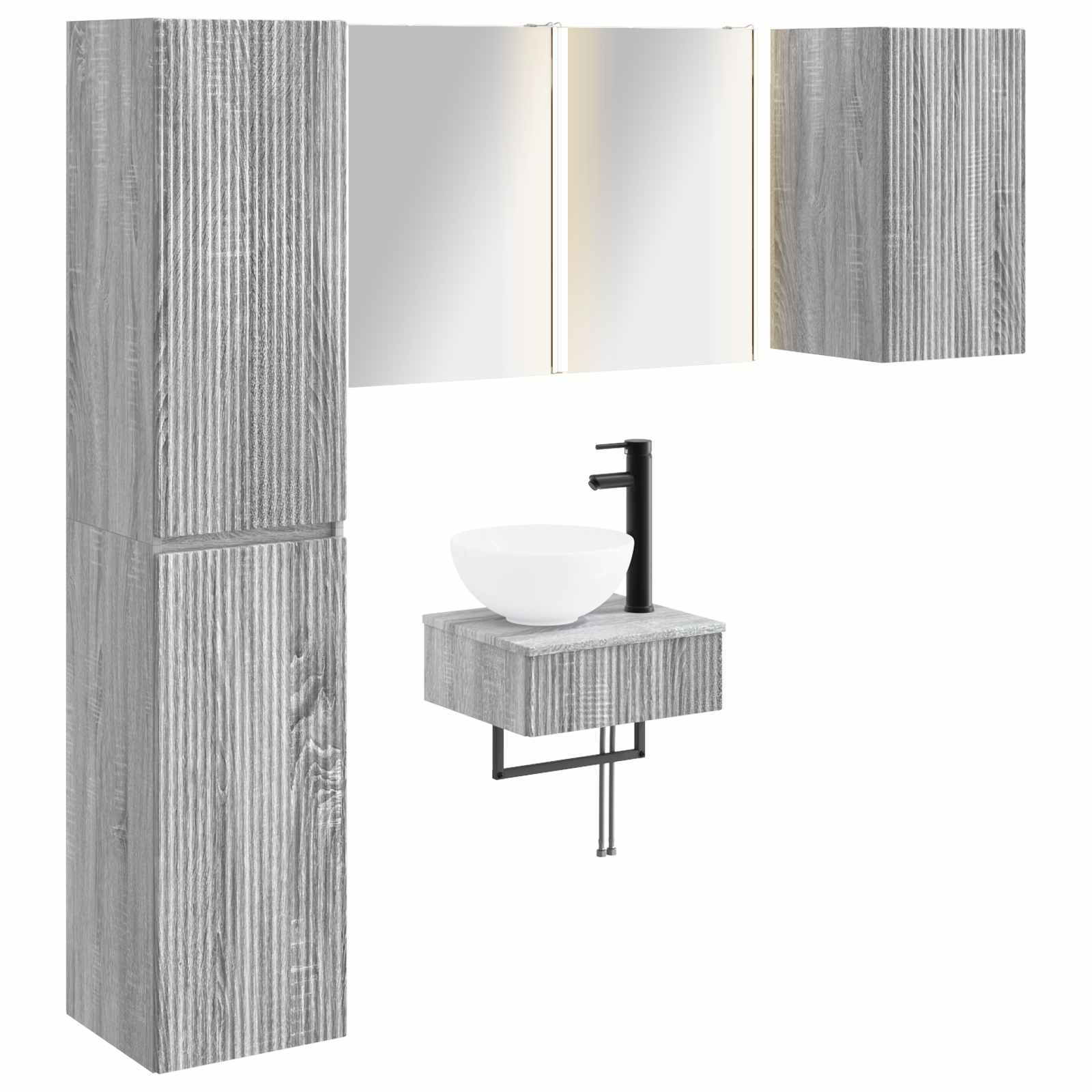 vidaXL Badkamermeubelset 5 pcs Wit Bewerkt hout en glas