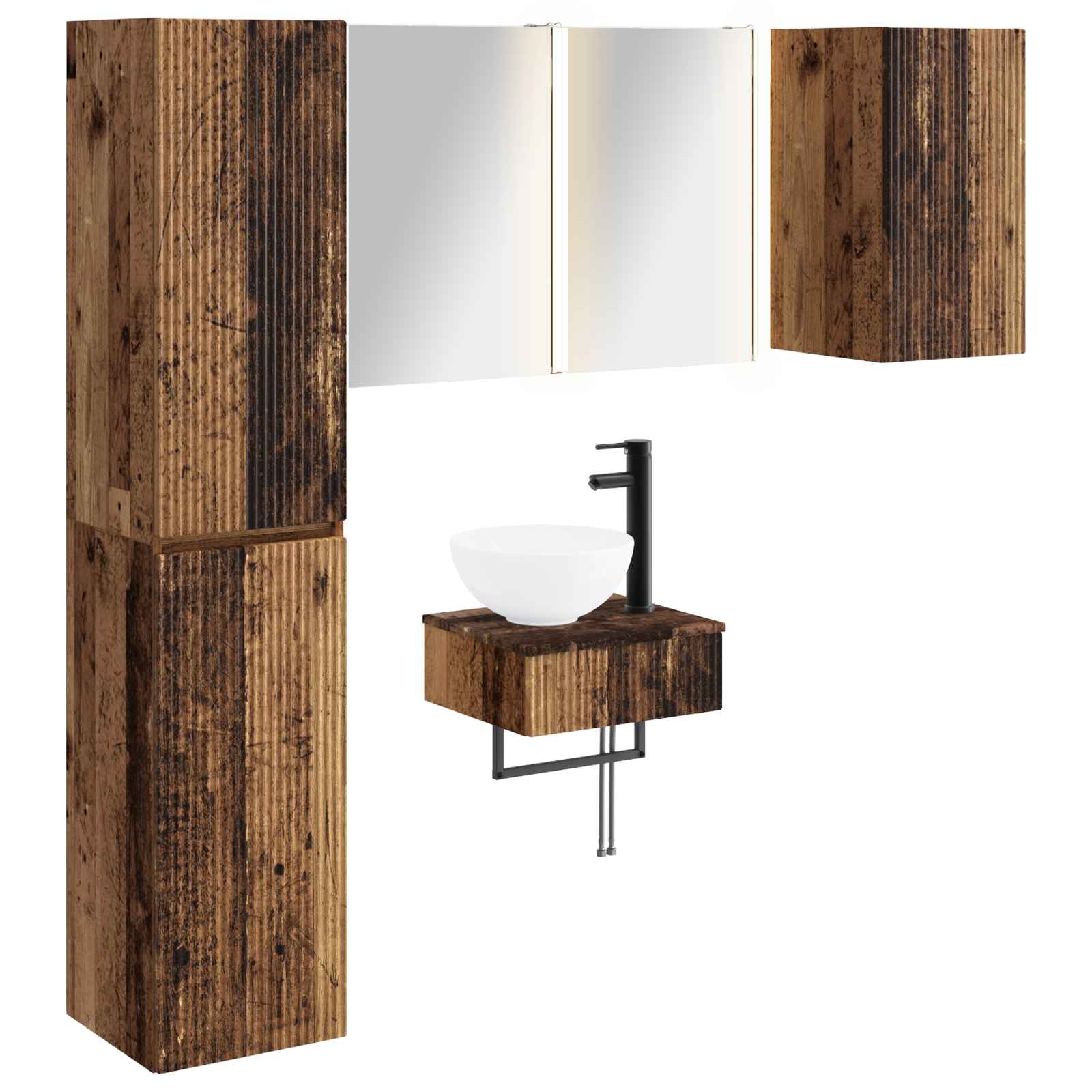 vidaXL Badkamermeubelset 5 pcs Wit Bewerkt hout en glas