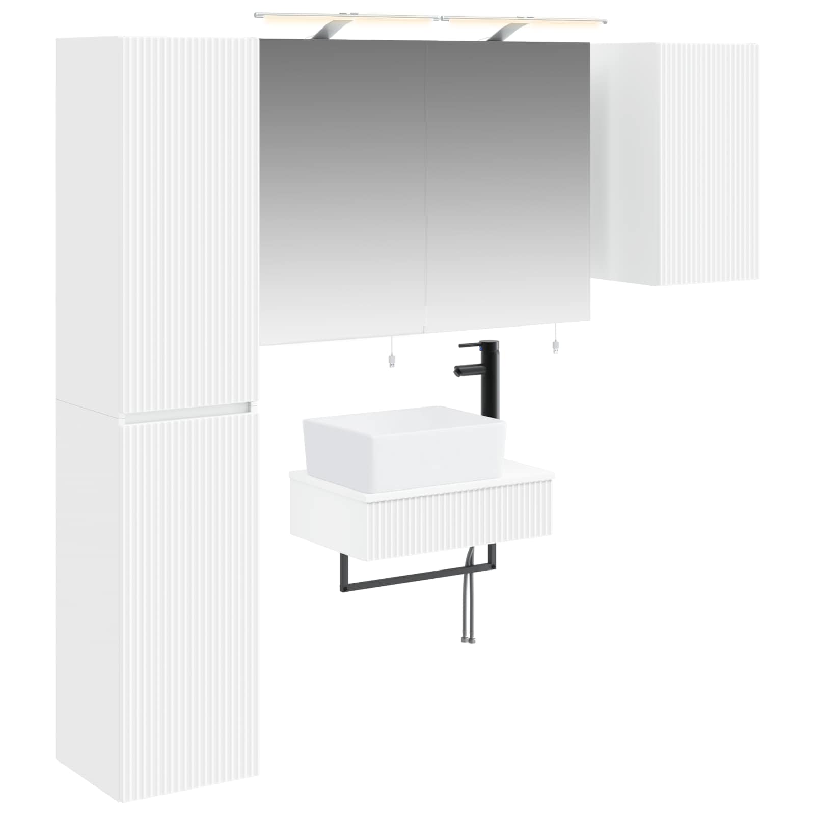 vidaXL Badkamermeubelset 5 pcs Wit Bewerkt hout en glas