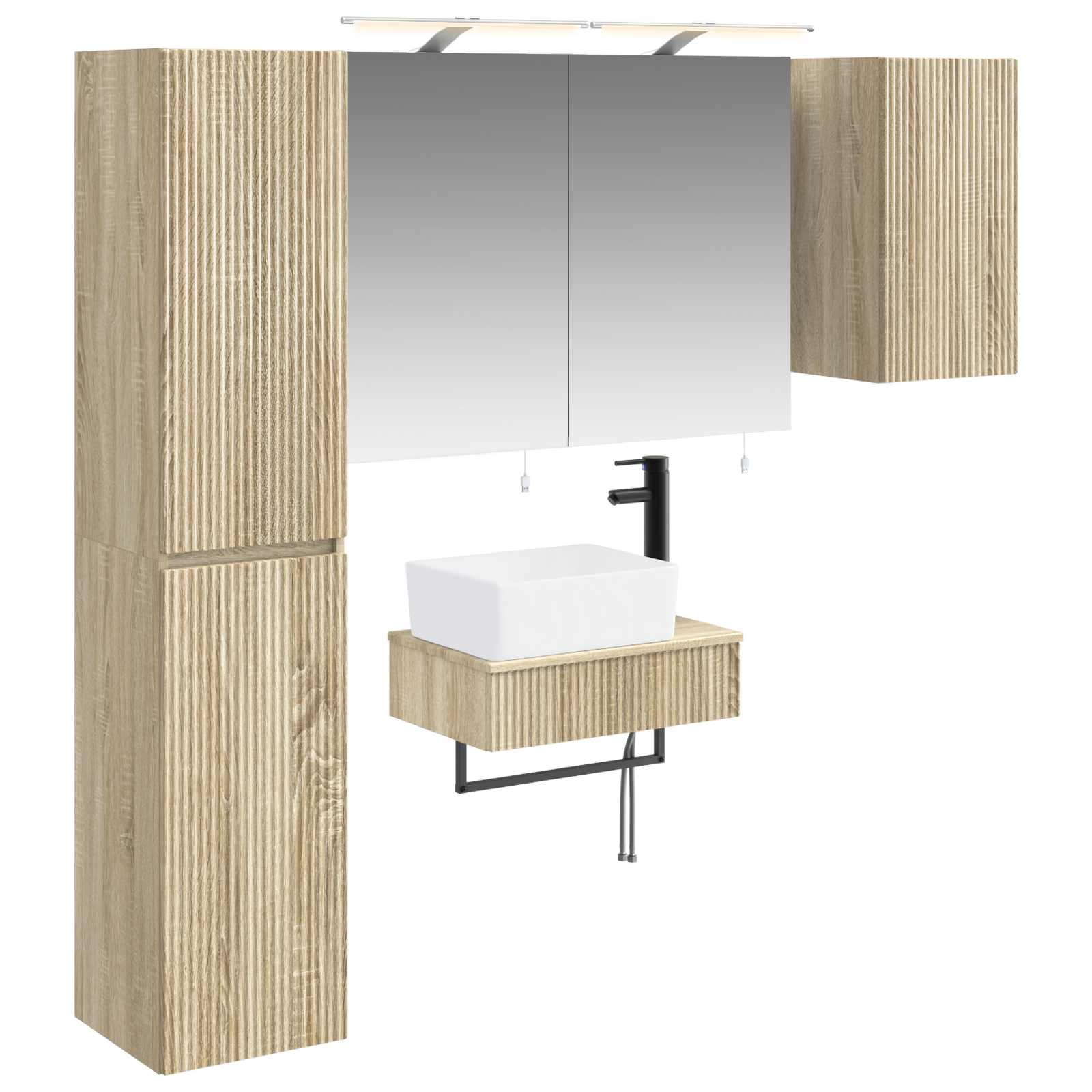vidaXL Badkamermeubelset 5 pcs Wit Bewerkt hout en glas