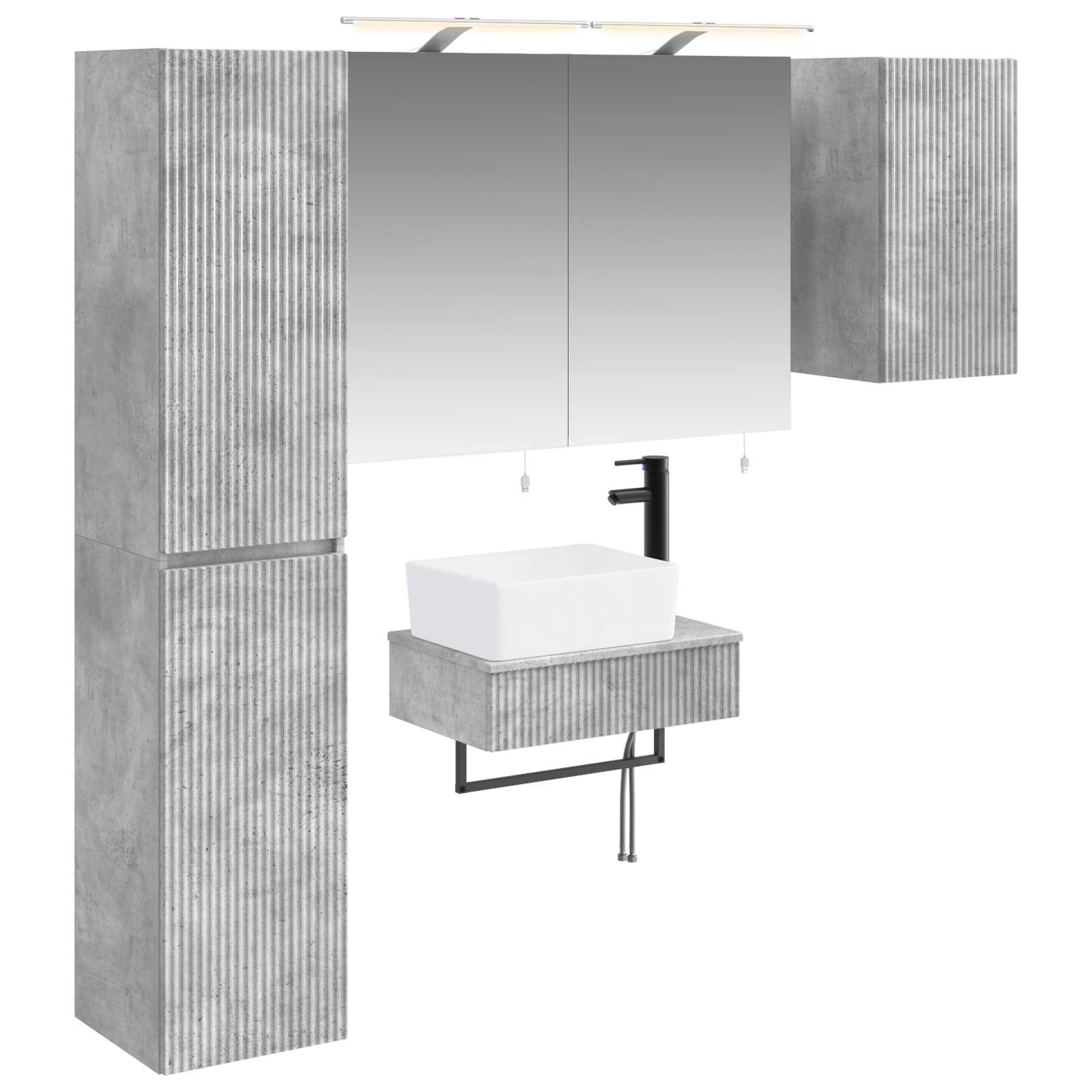 vidaXL Badkamermeubelset 5 pcs Wit Bewerkt hout en glas