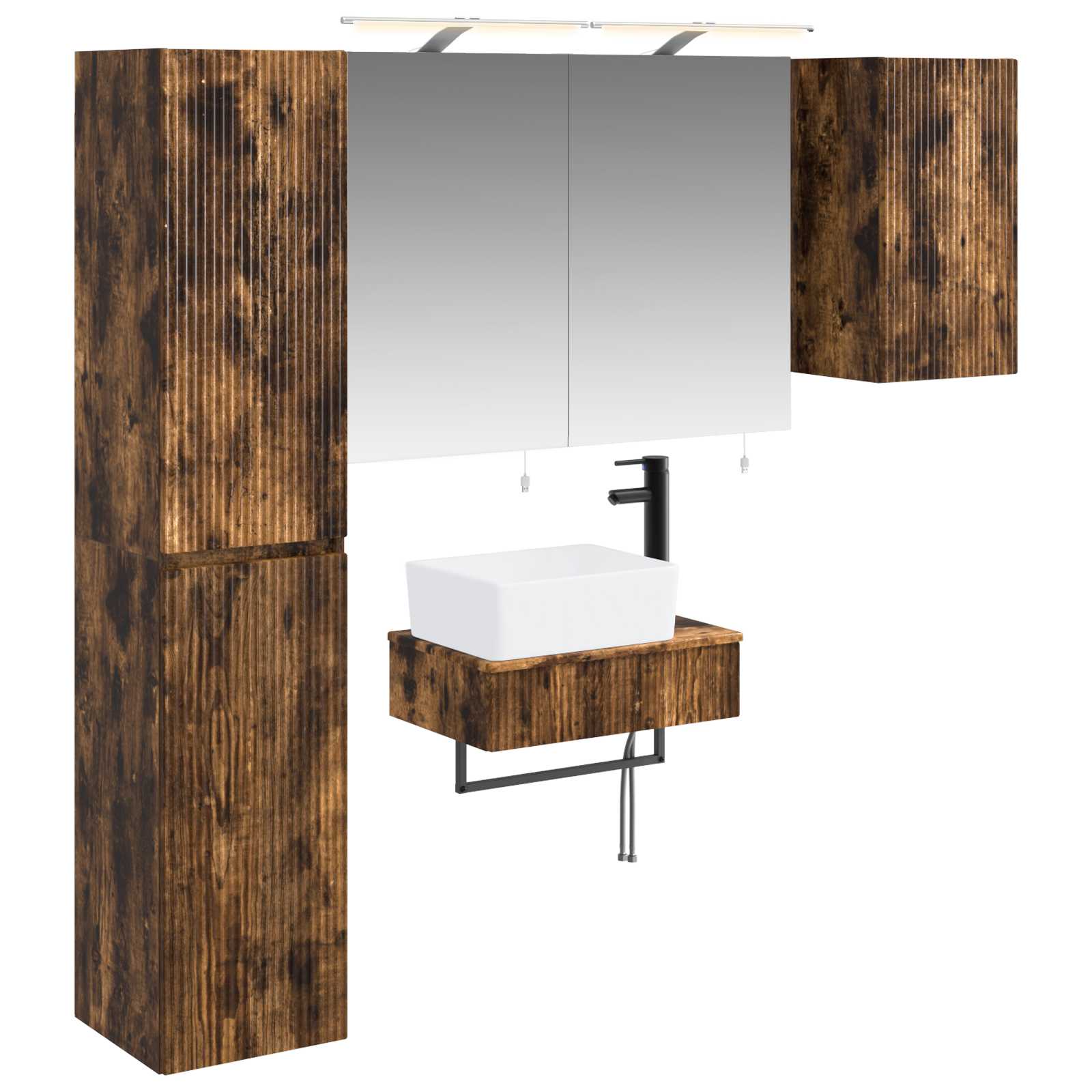 vidaXL Badkamermeubelset 5 pcs Wit Bewerkt hout en glas