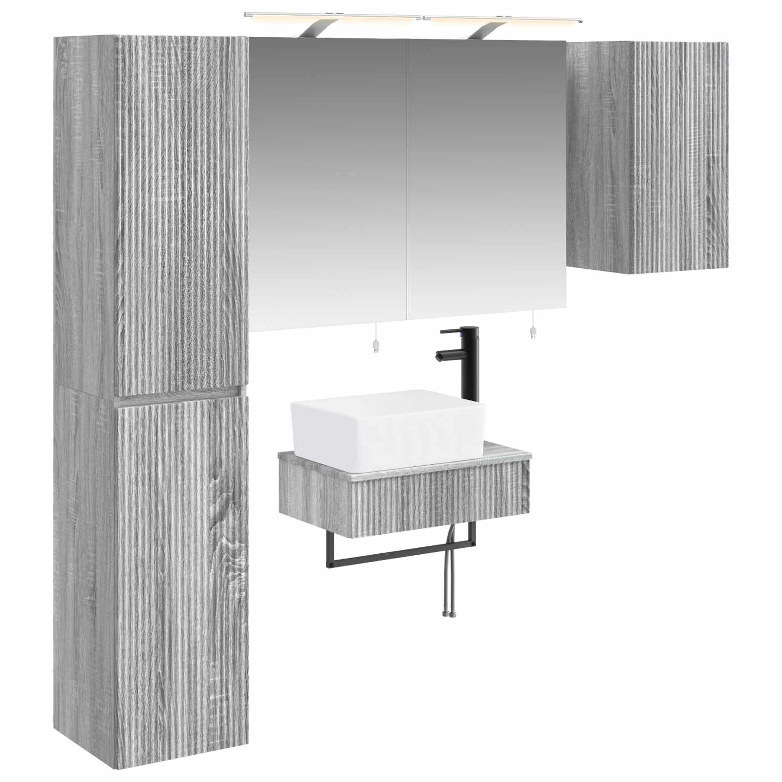 vidaXL Badkamermeubelset 5 pcs Wit Bewerkt hout en glas
