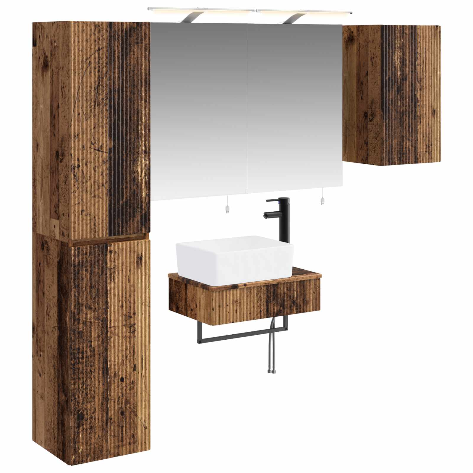 vidaXL Badkamermeubelset 5 pcs Wit Bewerkt hout en glas