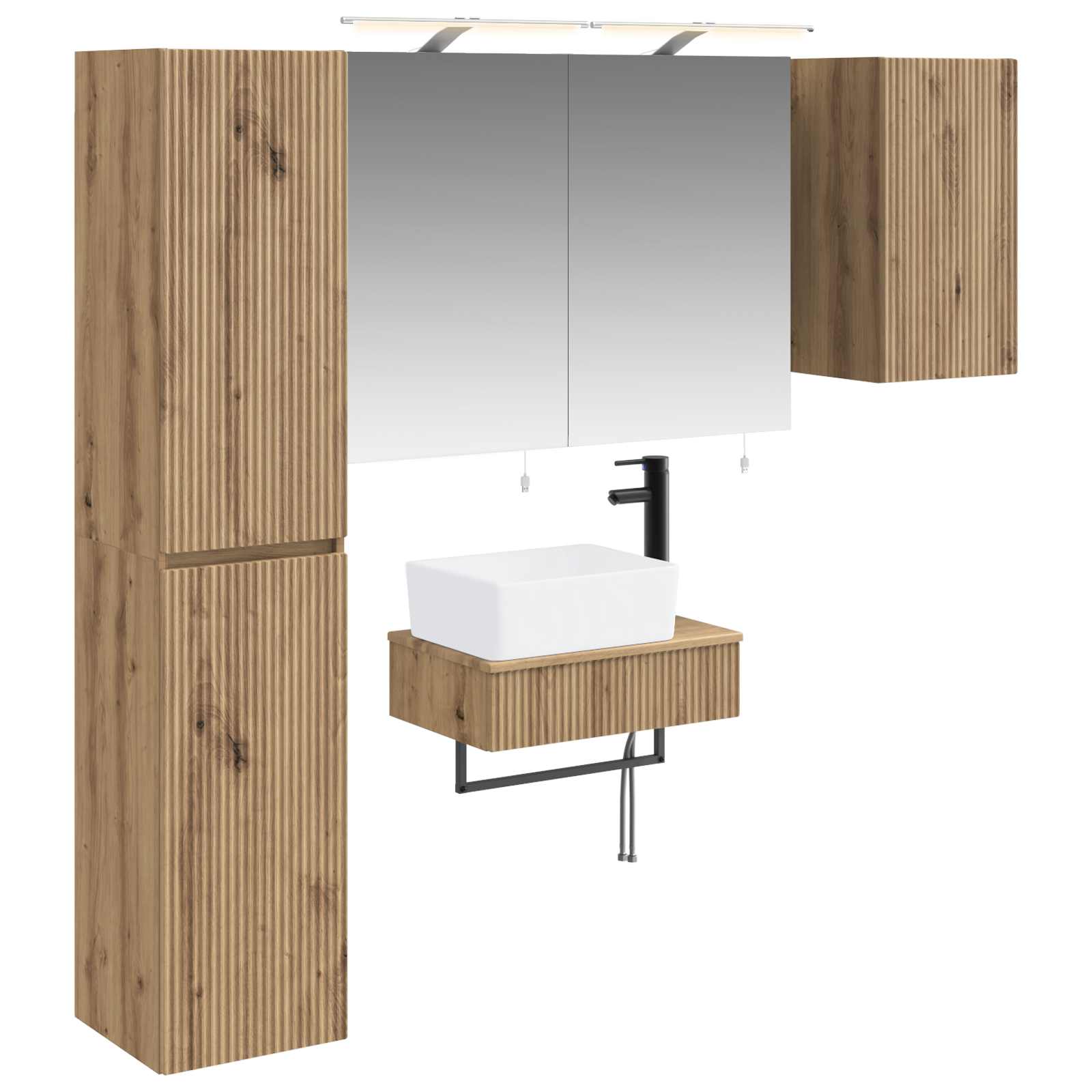 vidaXL Badkamermeubelset 5 pcs Wit Bewerkt hout en glas