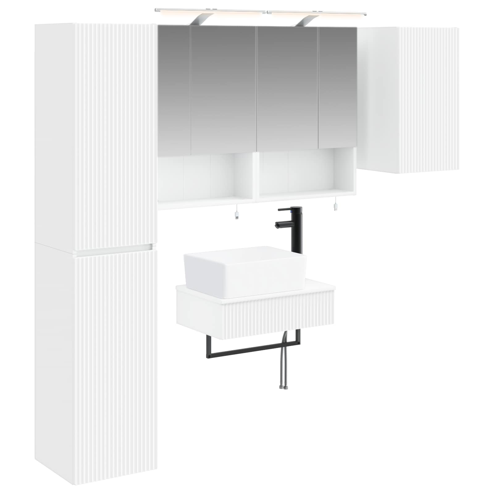 vidaXL Badkamermeubelset 5 pcs Wit Bewerkt hout en glas