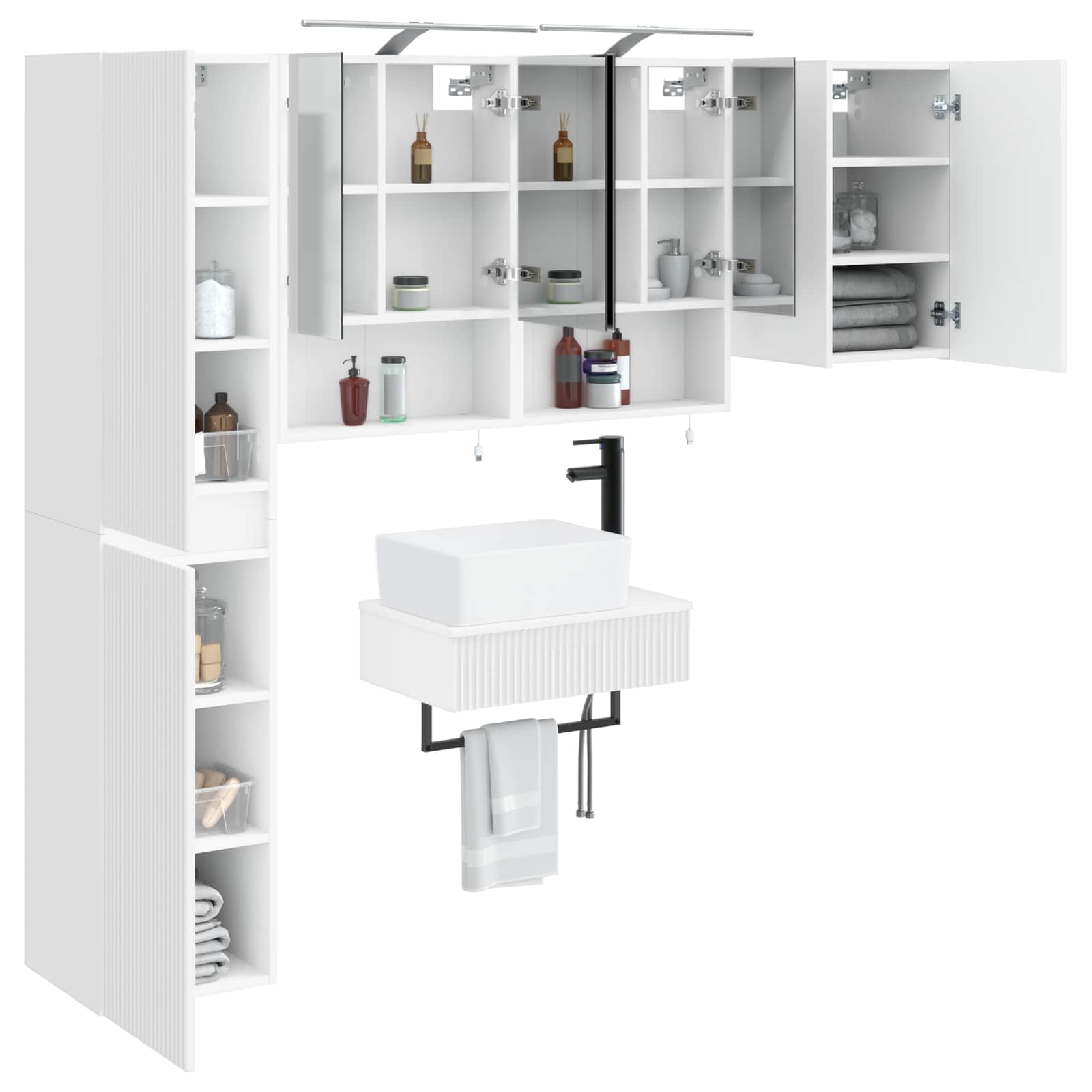 vidaXL Badkamermeubelset 5 pcs Wit Bewerkt hout en glas