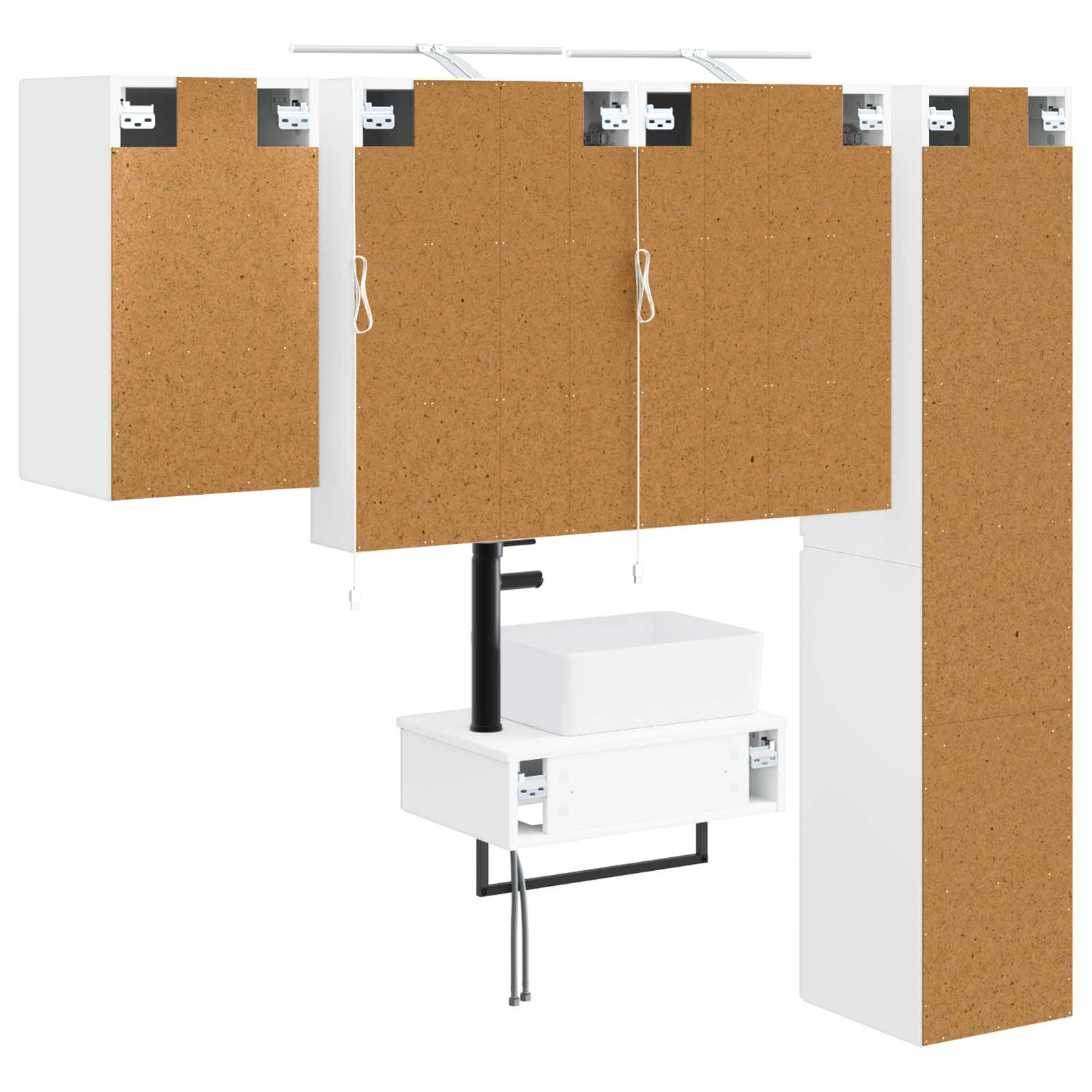 vidaXL Badkamermeubelset 5 pcs Wit Bewerkt hout en glas