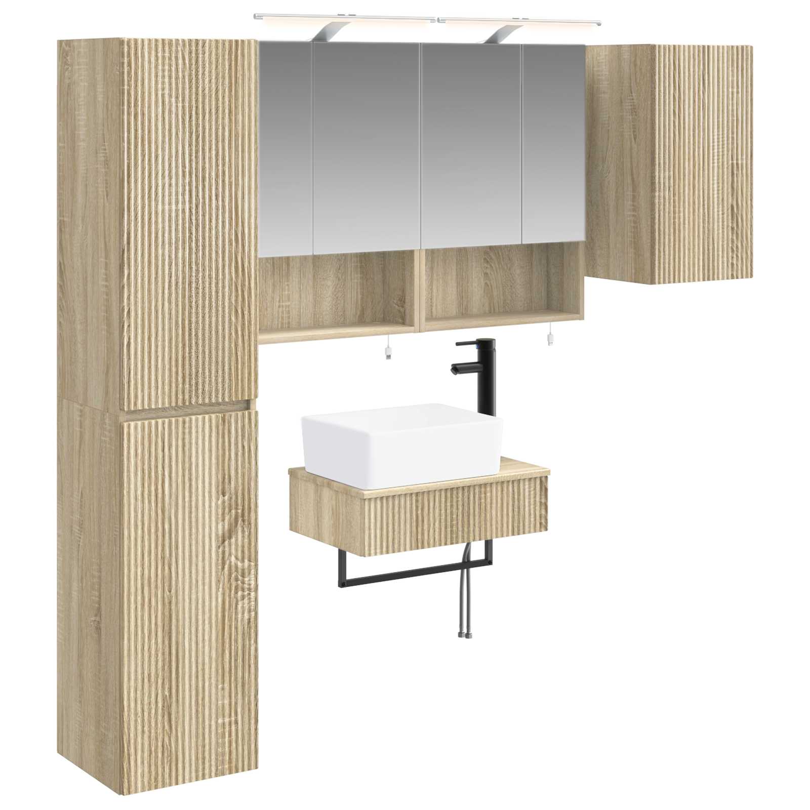 vidaXL Badkamermeubelset 5 pcs Wit Bewerkt hout en glas