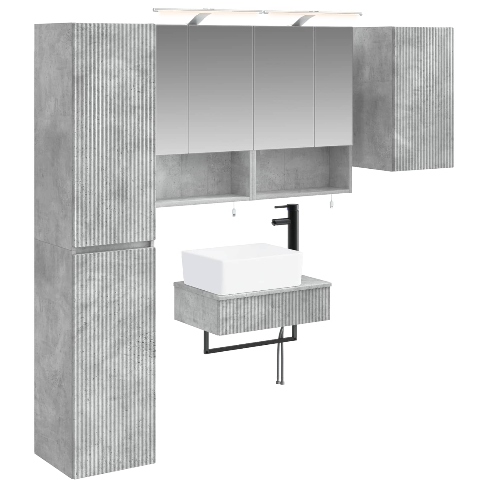 vidaXL Badkamermeubelset 5 pcs Wit Bewerkt hout en glas