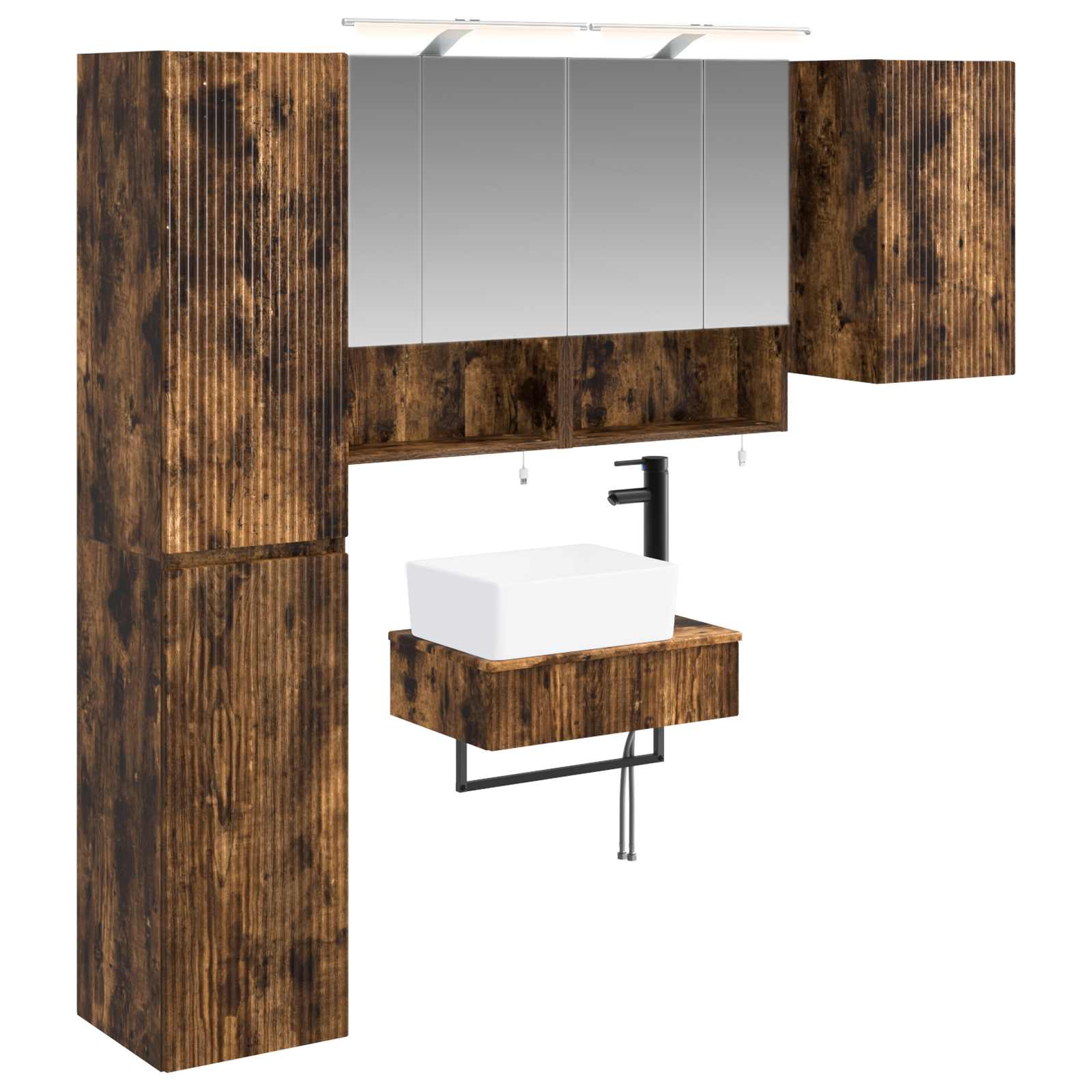 vidaXL Badkamermeubelset 5 pcs Wit Bewerkt hout en glas