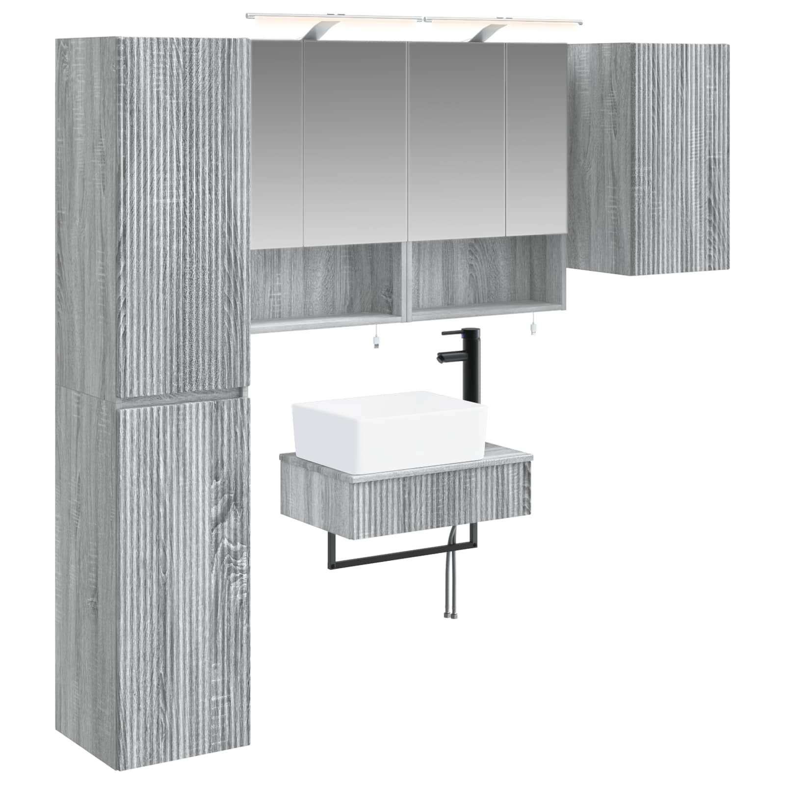 vidaXL Badkamermeubelset 5 pcs Wit Bewerkt hout en glas