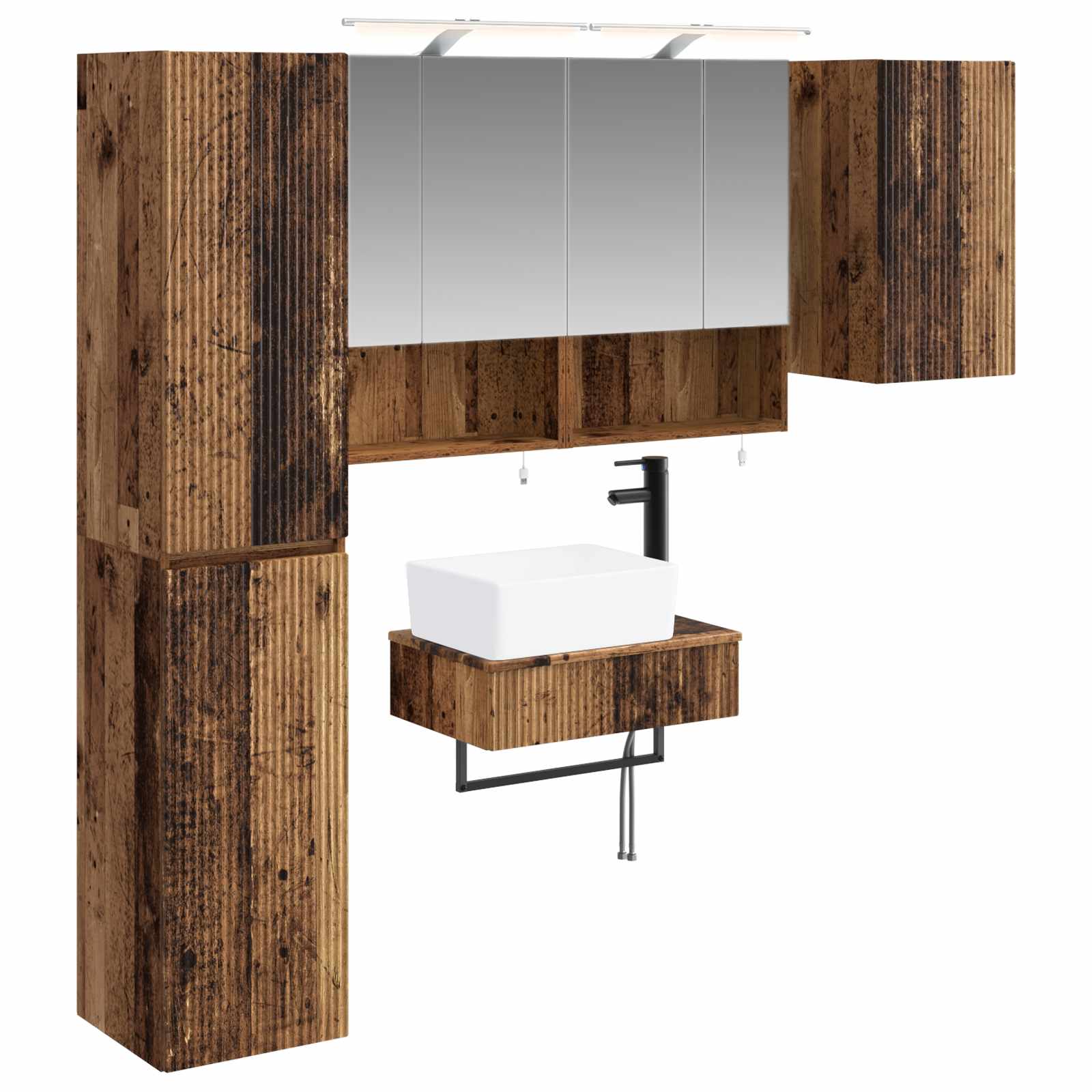 vidaXL Badkamermeubelset 5 pcs Wit Bewerkt hout en glas