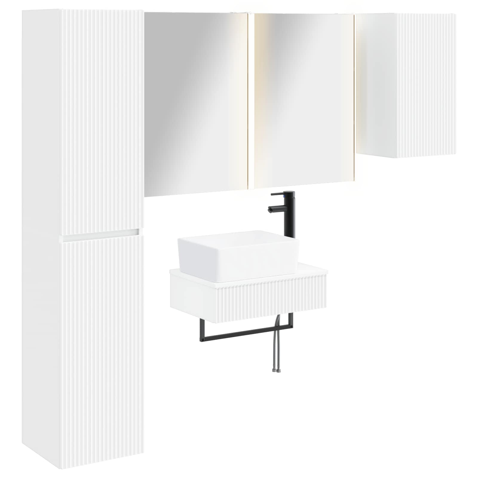 vidaXL Badkamermeubelset 5 pcs Wit Bewerkt hout en glas
