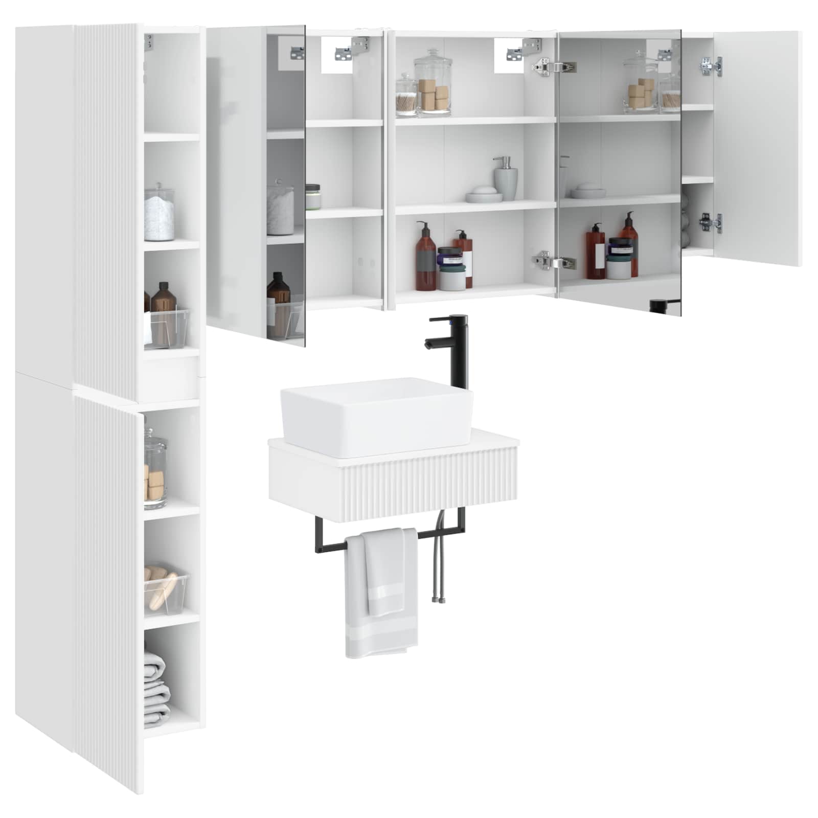 vidaXL Badkamermeubelset 5 pcs Wit Bewerkt hout en glas