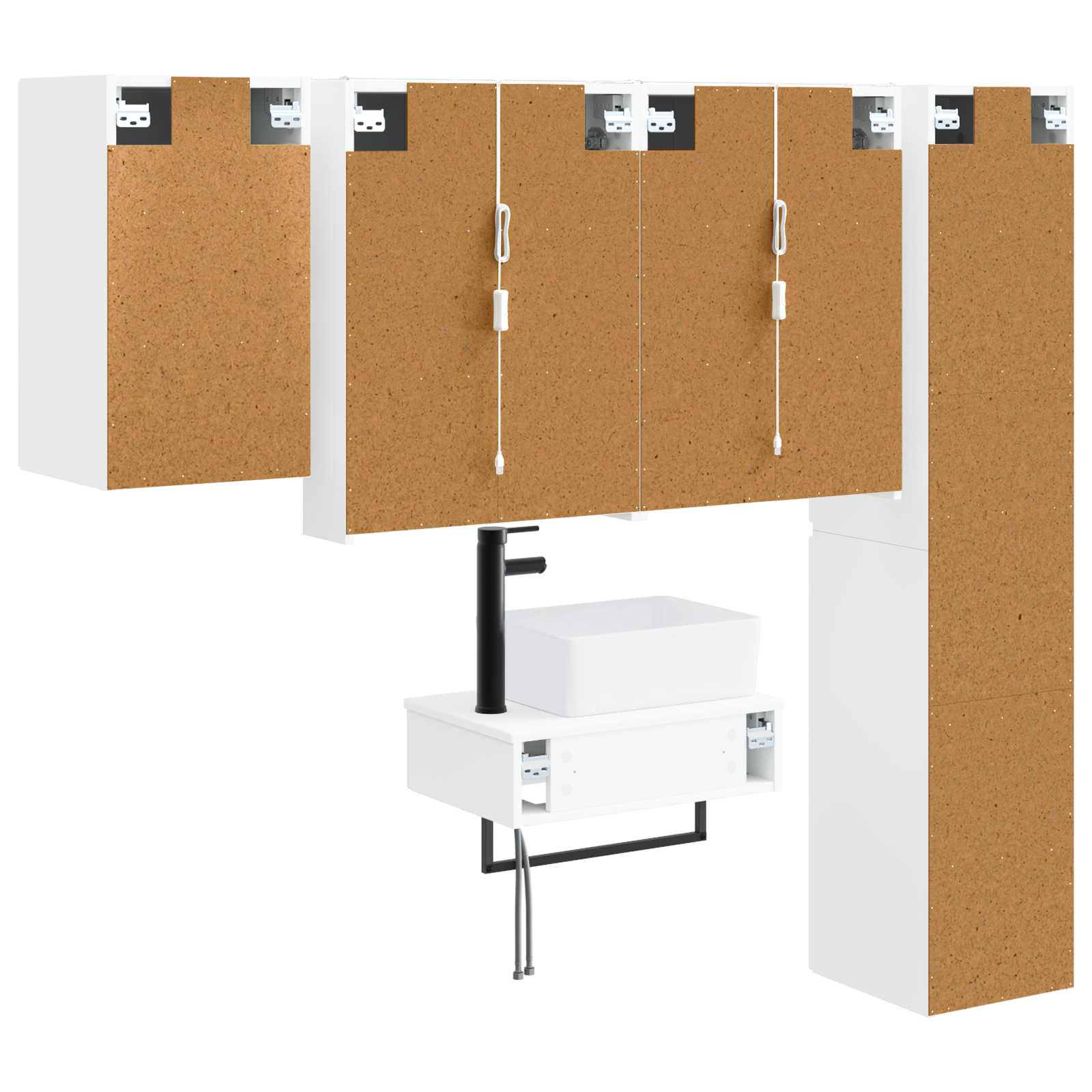 vidaXL Badkamermeubelset 5 pcs Wit Bewerkt hout en glas