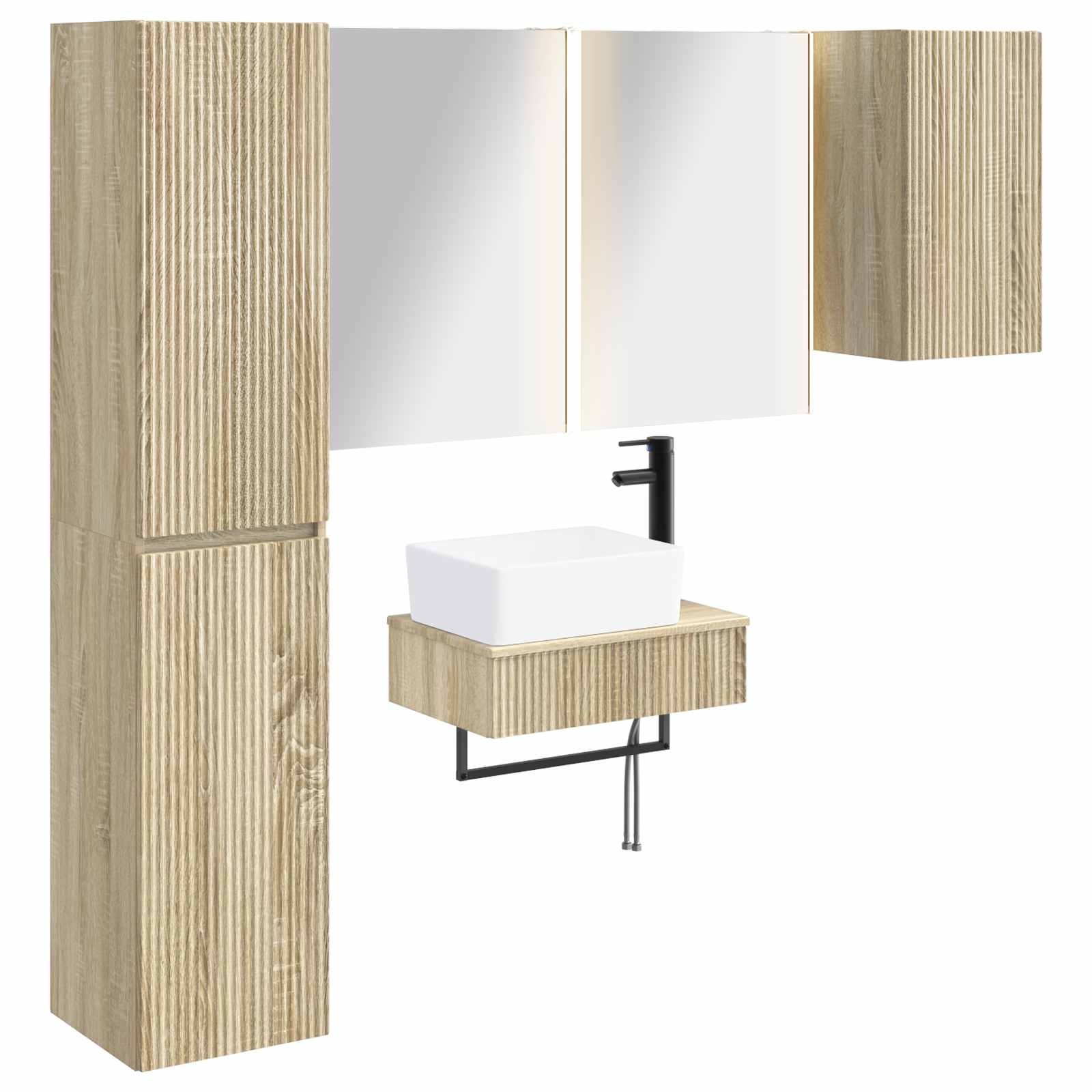 vidaXL Badkamermeubelset 5 pcs Wit Bewerkt hout en glas