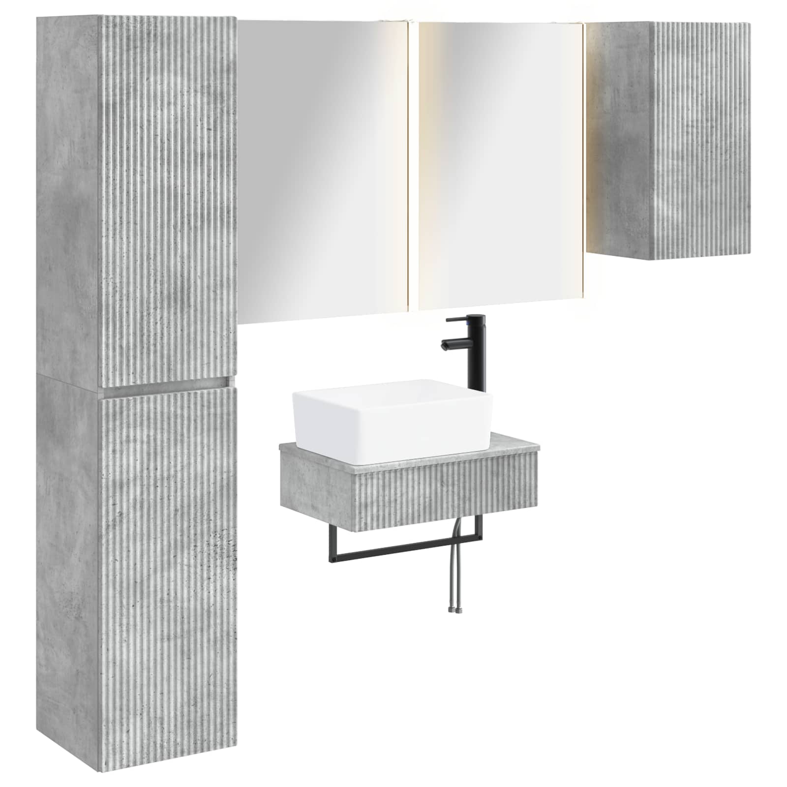 vidaXL Badkamermeubelset 5 pcs Wit Bewerkt hout en glas
