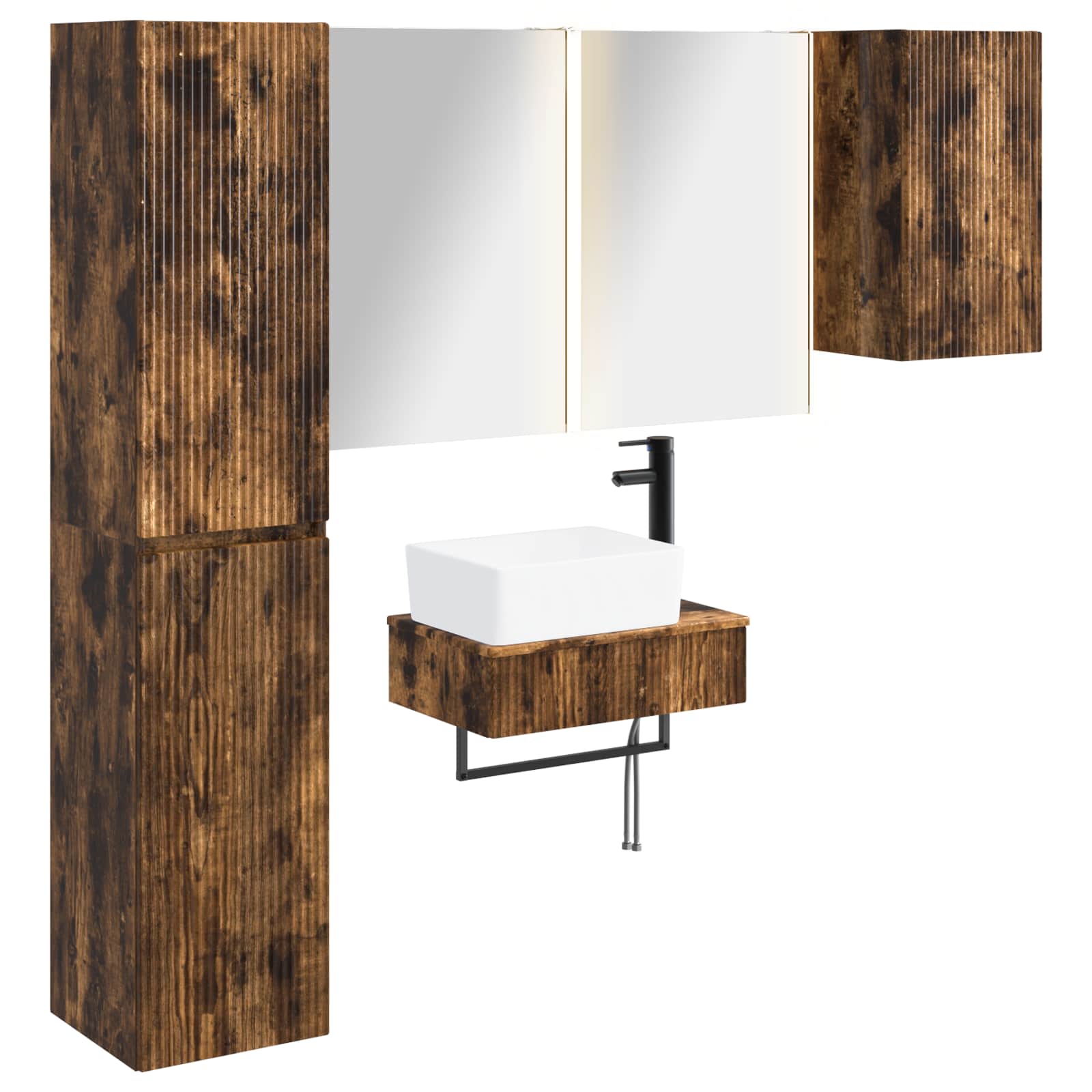 vidaXL Badkamermeubelset 5 pcs Wit Bewerkt hout en glas