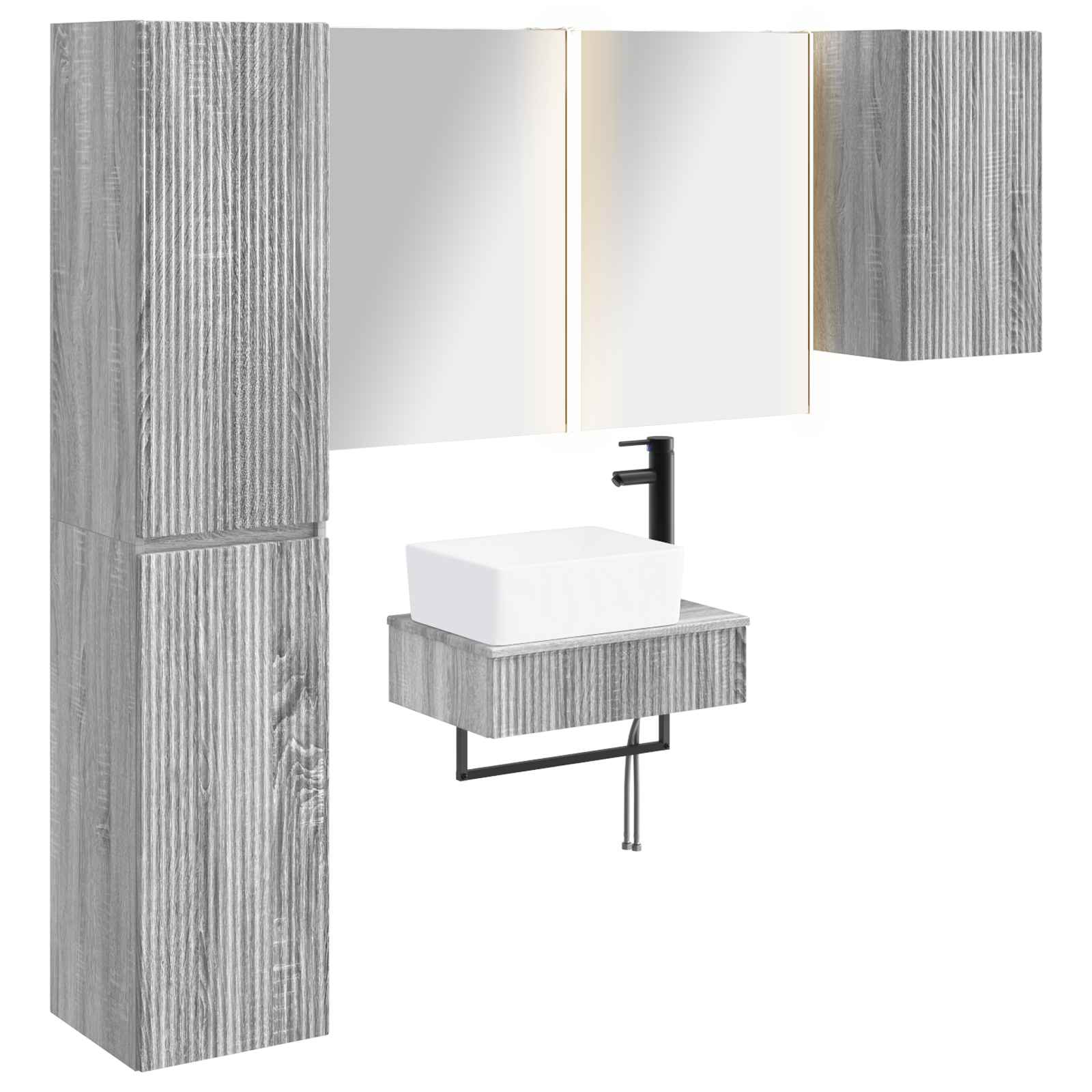 vidaXL Badkamermeubelset 5 pcs Wit Bewerkt hout en glas