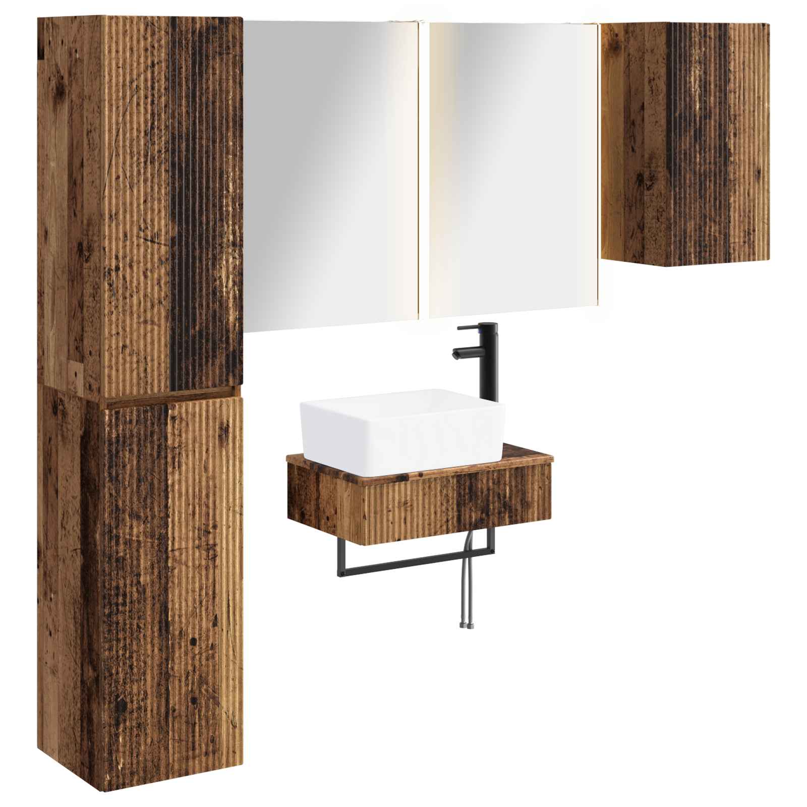 vidaXL Badkamermeubelset 5 pcs Wit Bewerkt hout en glas