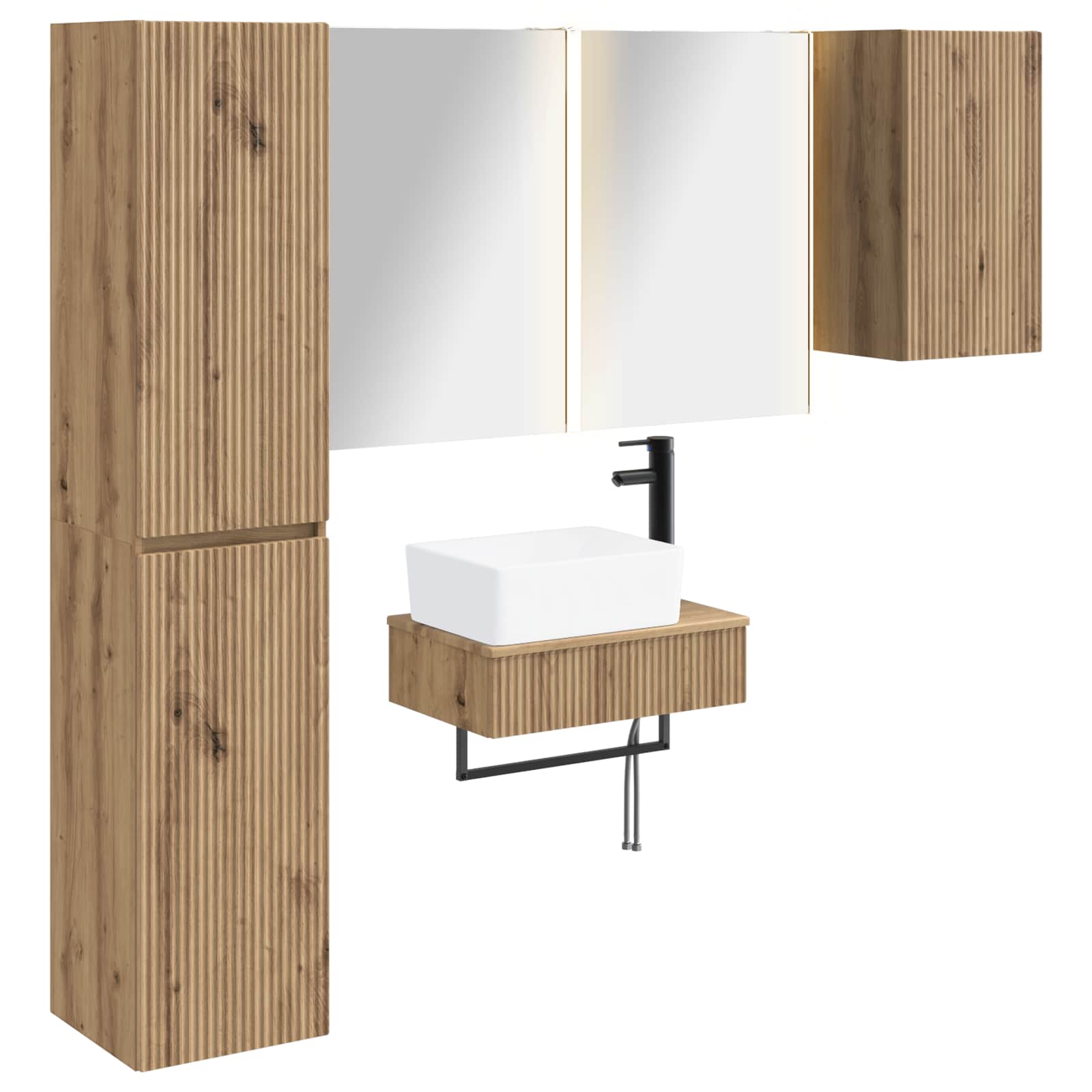 vidaXL Badkamermeubelset 5 pcs Wit Bewerkt hout en glas