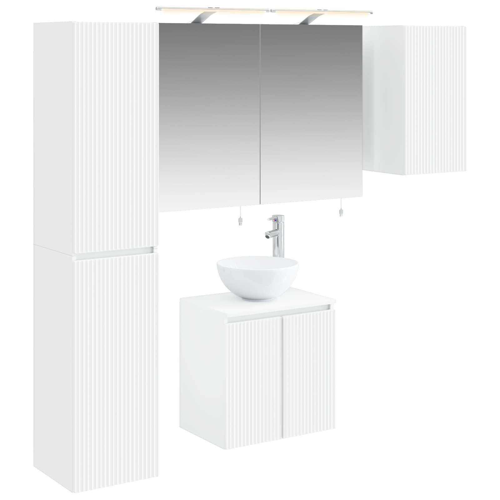 vidaXL Badkamerkastenset 5 pcs Wit 50 x 14,5 x 70 cm Bewerkt hout