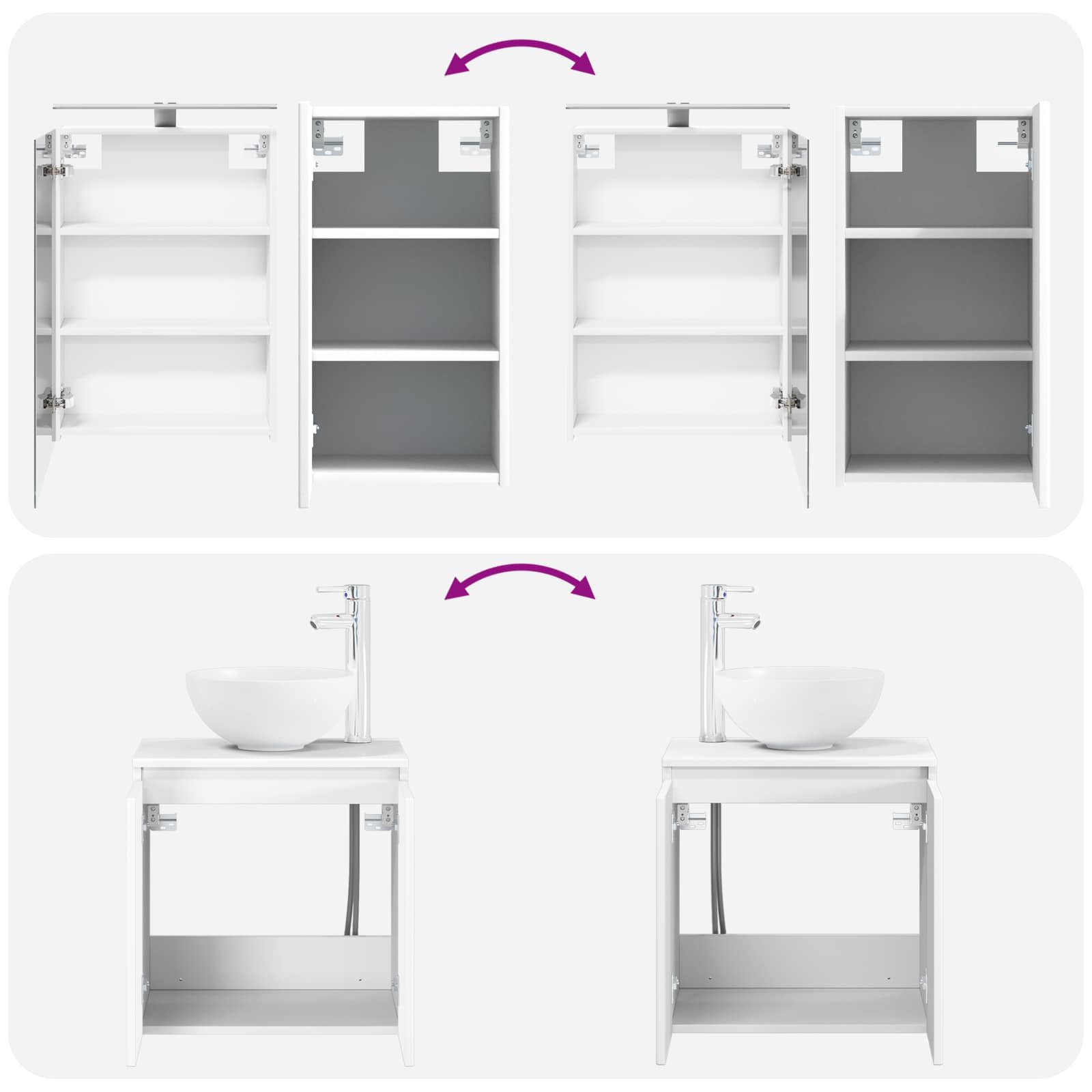 vidaXL Badkamerkastenset 5 pcs Wit 50 x 14,5 x 70 cm Bewerkt hout