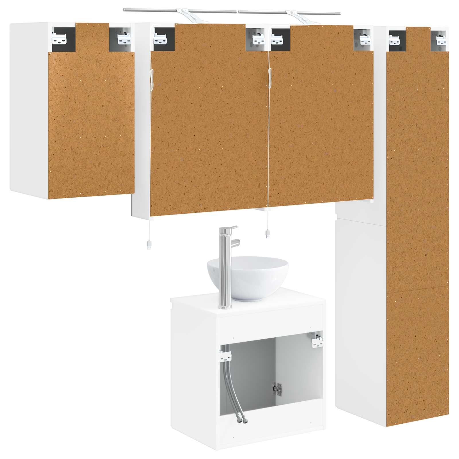 vidaXL Badkamerkastenset 5 pcs Wit 50 x 14,5 x 70 cm Bewerkt hout