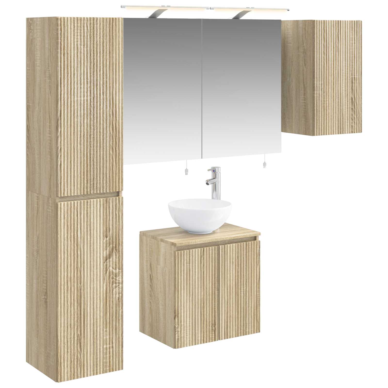 vidaXL Badkamerkastenset 5 pcs Wit 50 x 14,5 x 70 cm Bewerkt hout