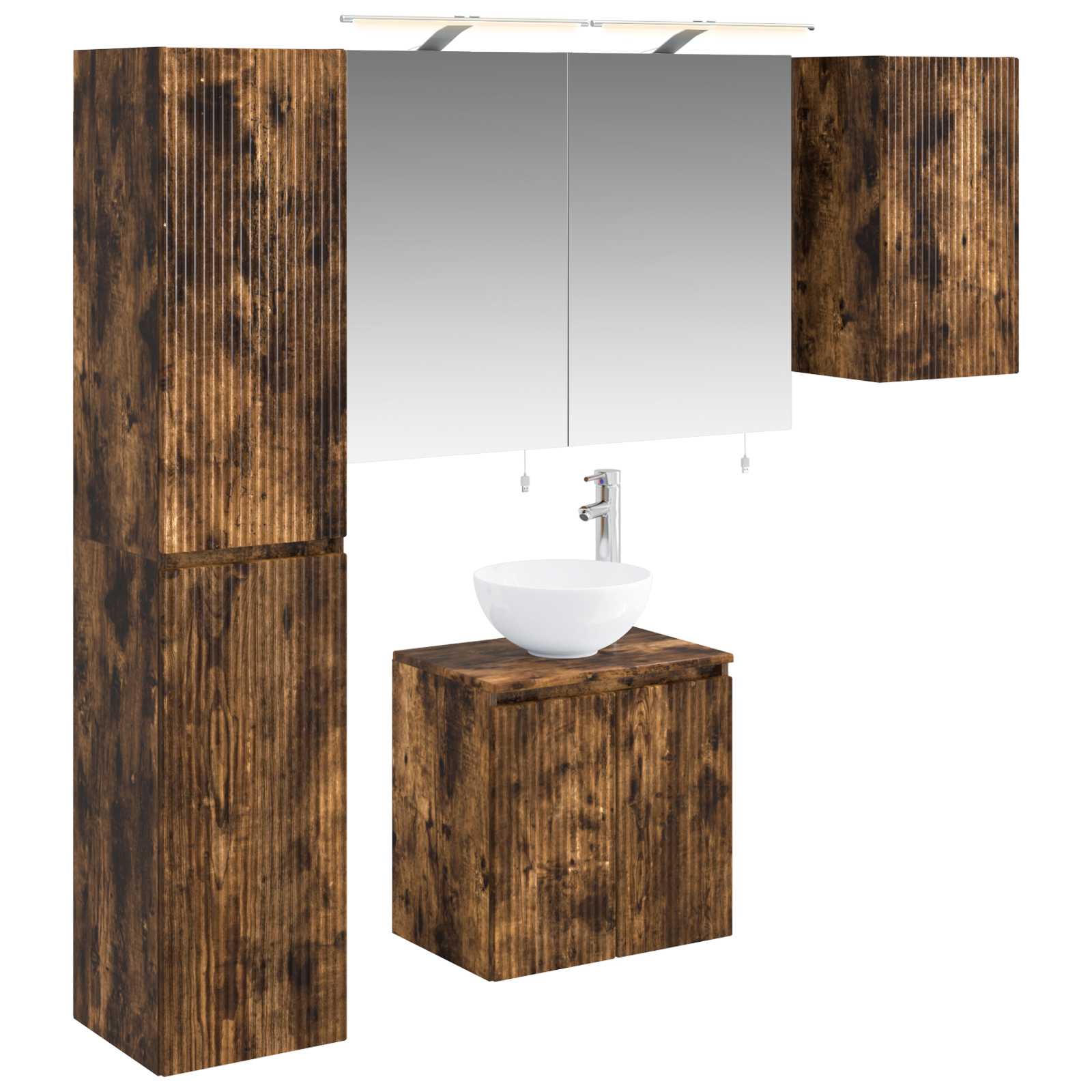 vidaXL Badkamerkastenset 5 pcs Wit 50 x 14,5 x 70 cm Bewerkt hout