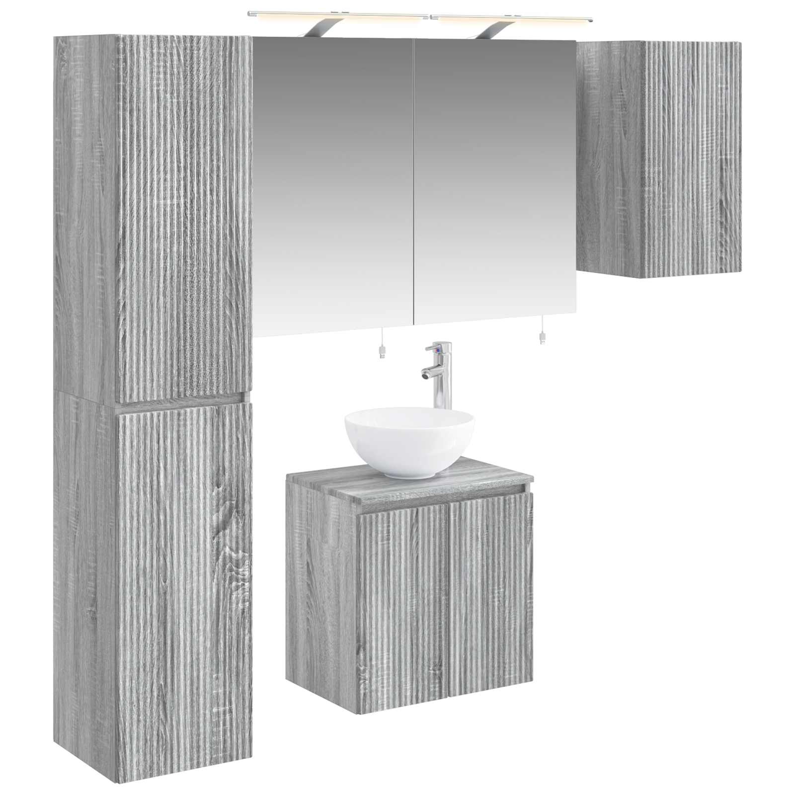 vidaXL Badkamerkastenset 5 pcs Wit 50 x 14,5 x 70 cm Bewerkt hout