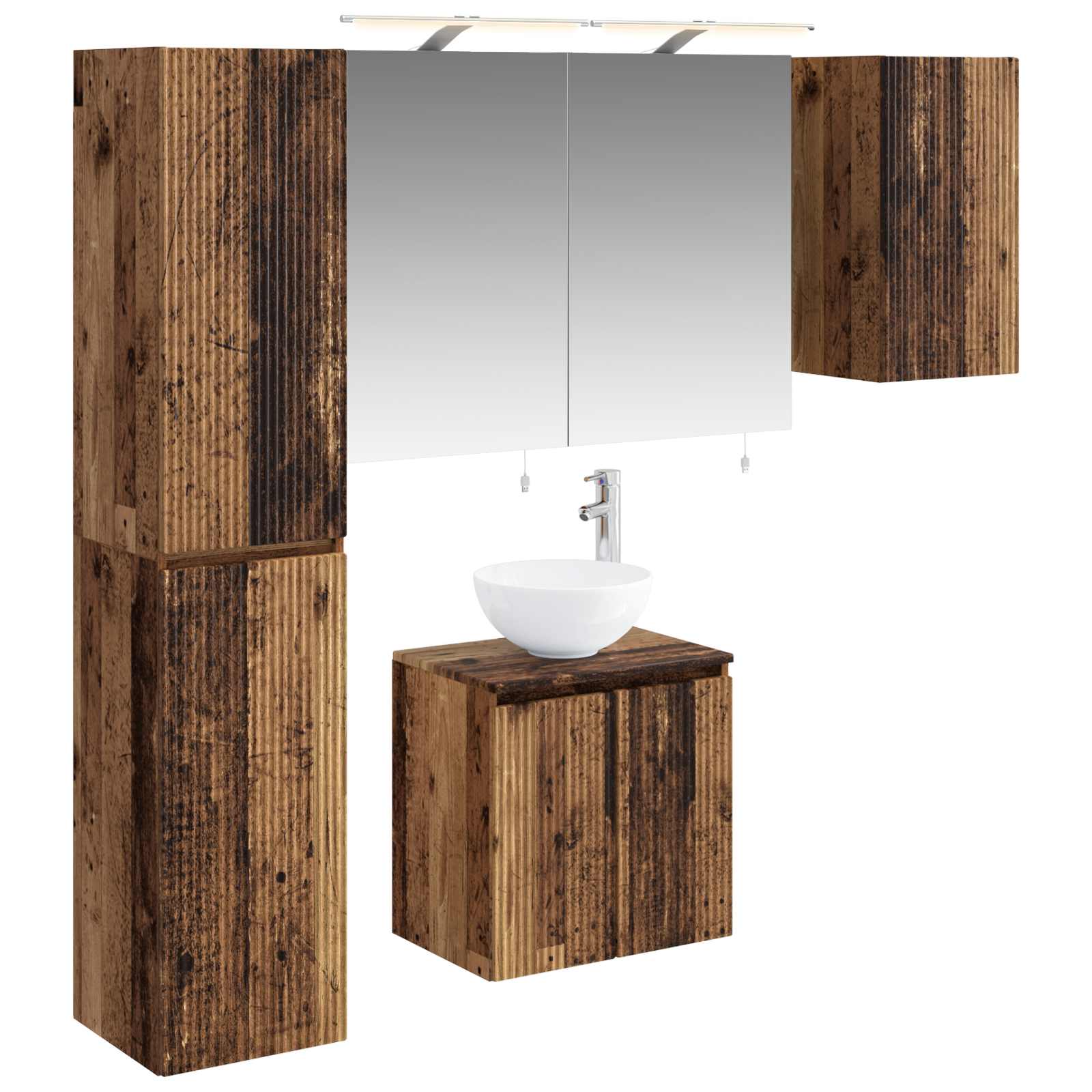 vidaXL Badkamerkastenset 5 pcs Wit 50 x 14,5 x 70 cm Bewerkt hout