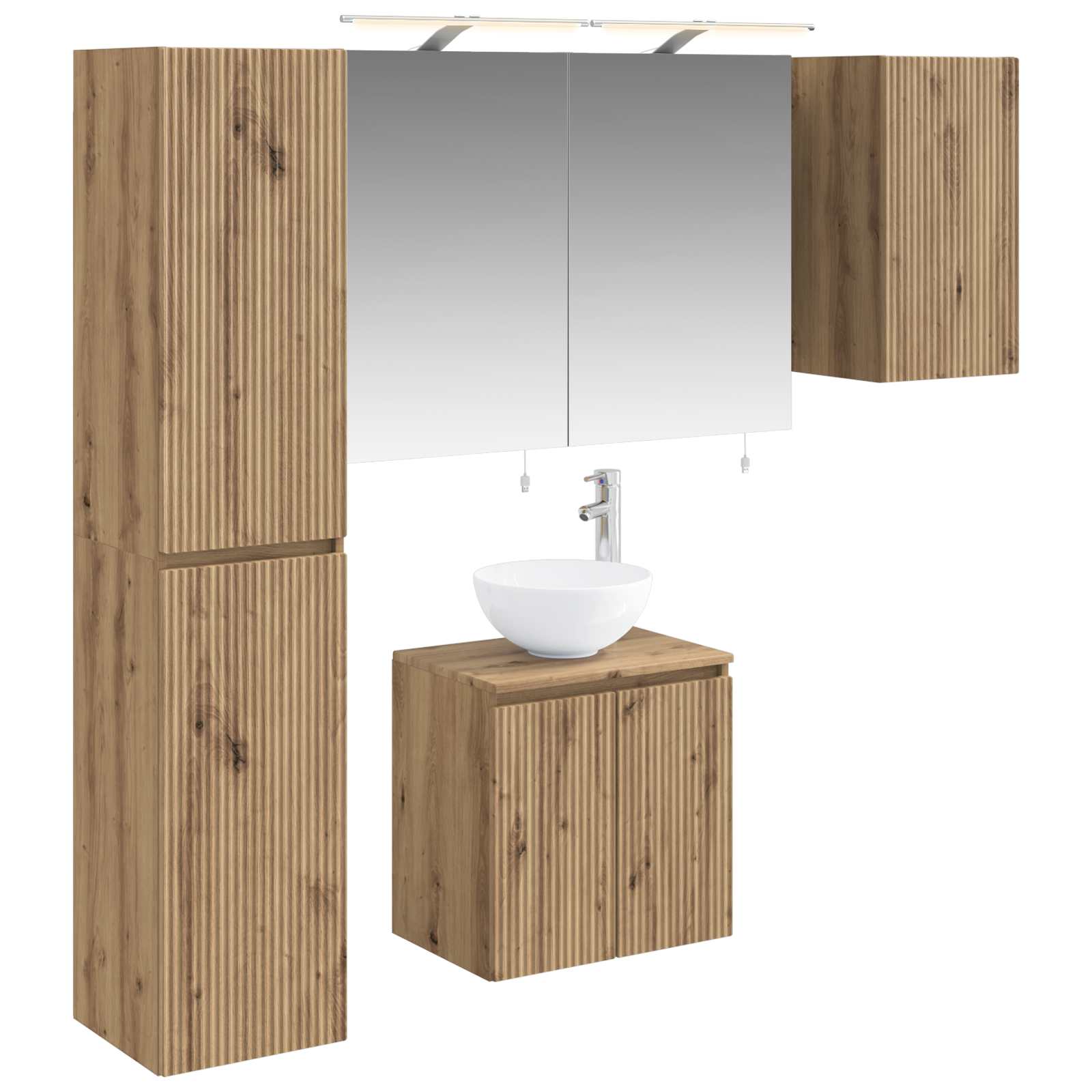 vidaXL Badkamerkastenset 5 pcs Wit 50 x 14,5 x 70 cm Bewerkt hout