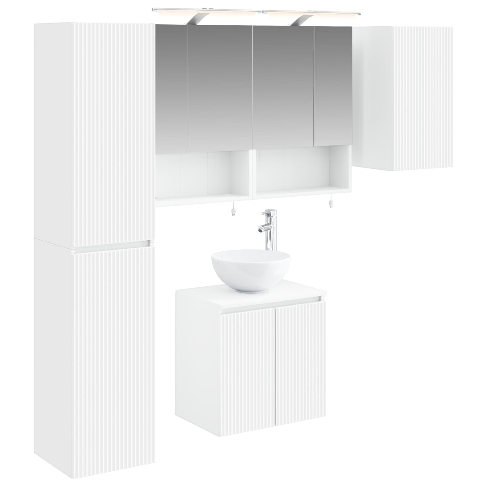 vidaXL Badkamerkastenset 5 pcs Wit 50 x 14,5 x 70 cm Bewerkt hout