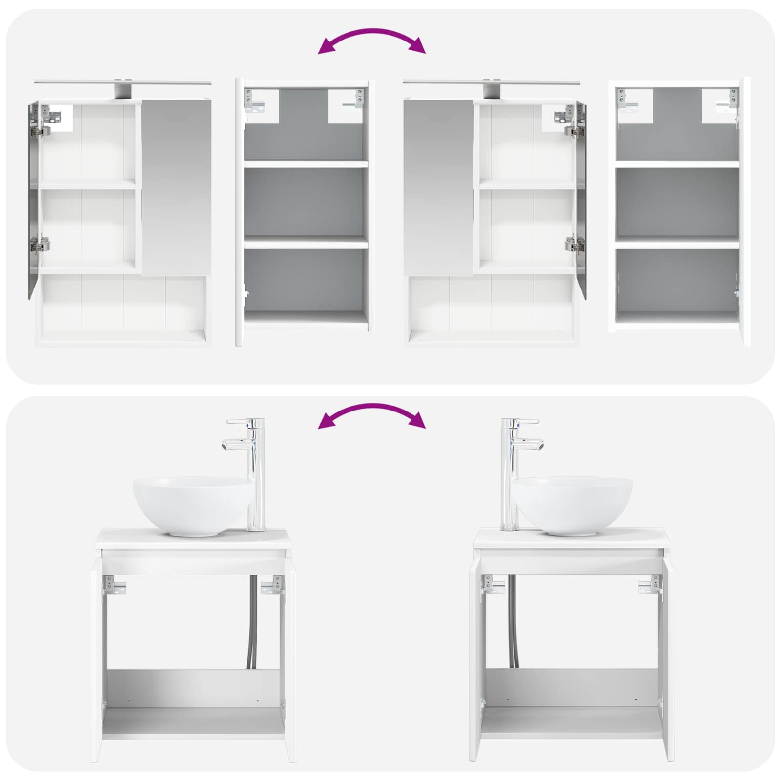 vidaXL Badkamerkastenset 5 pcs Wit 50 x 14,5 x 70 cm Bewerkt hout