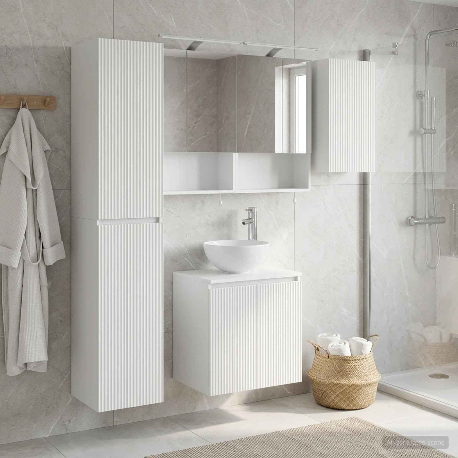 vidaXL Badkamerkastenset 5 pcs Wit 50 x 14,5 x 70 cm Bewerkt hout