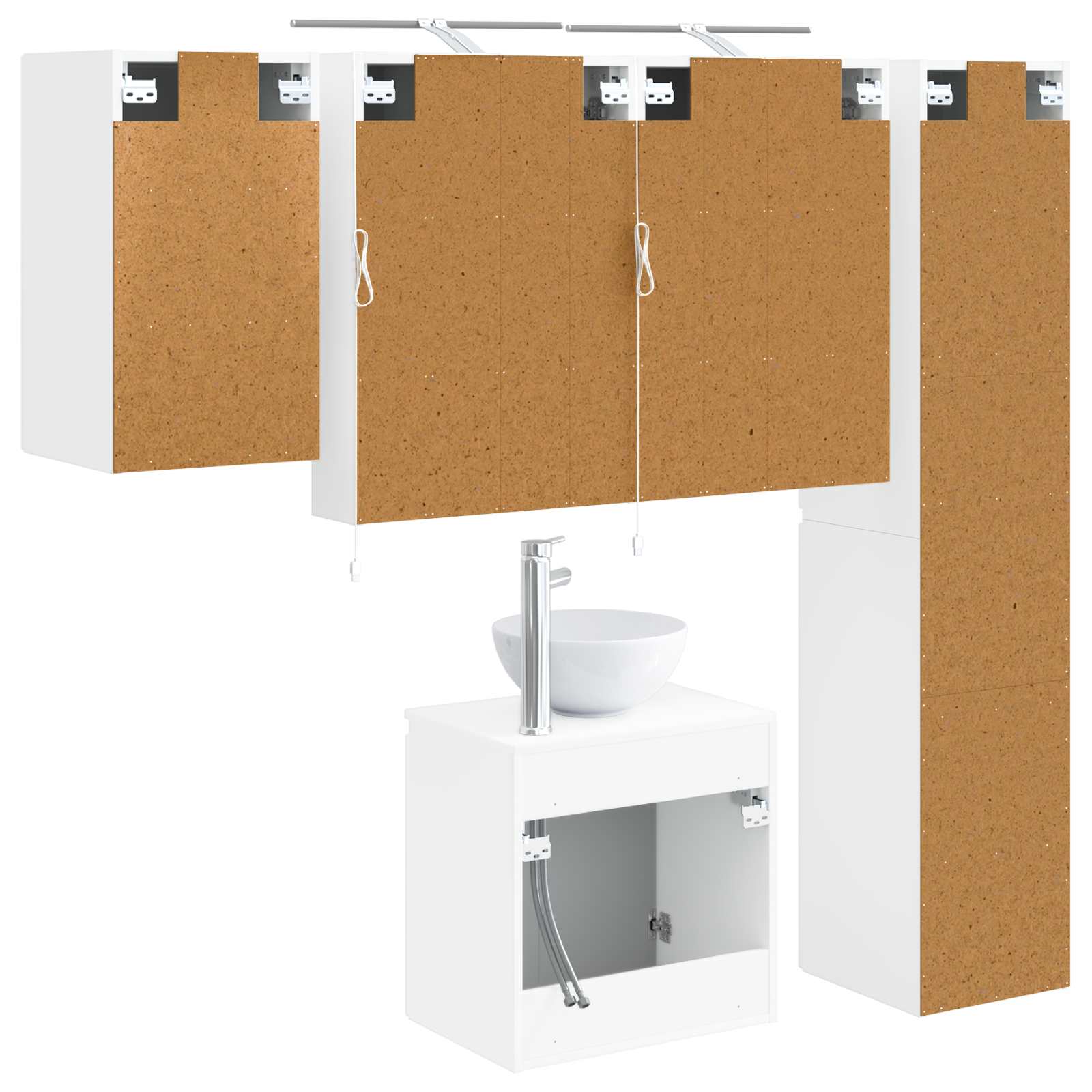 vidaXL Badkamerkastenset 5 pcs Wit 50 x 14,5 x 70 cm Bewerkt hout
