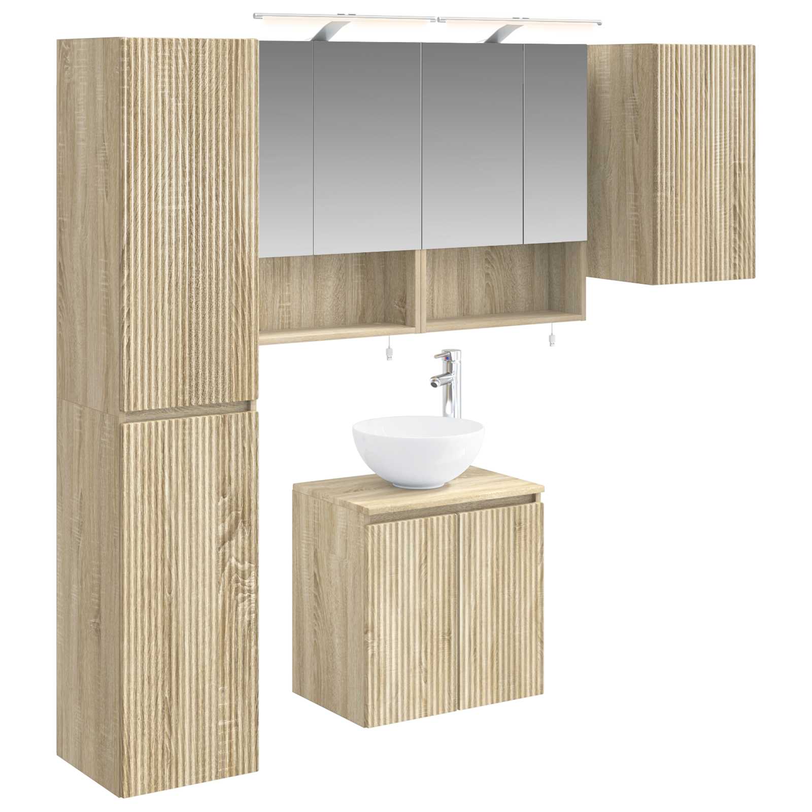 vidaXL Badkamerkastenset 5 pcs Wit 50 x 14,5 x 70 cm Bewerkt hout