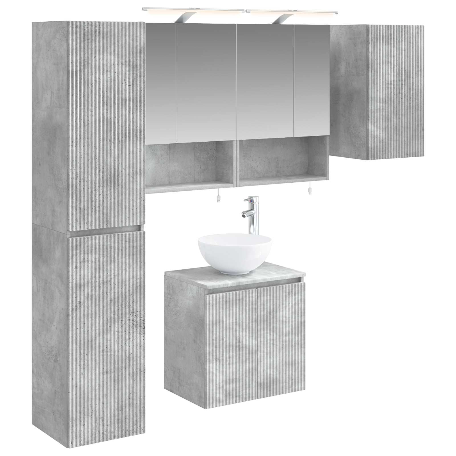 vidaXL Badkamerkastenset 5 pcs Wit 50 x 14,5 x 70 cm Bewerkt hout
